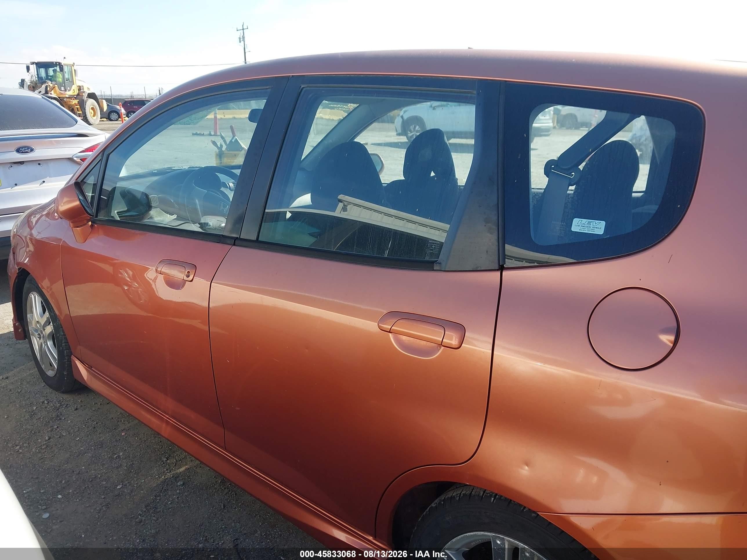2007 Honda Fit Sport Orange vin: JHMGD38607S057101