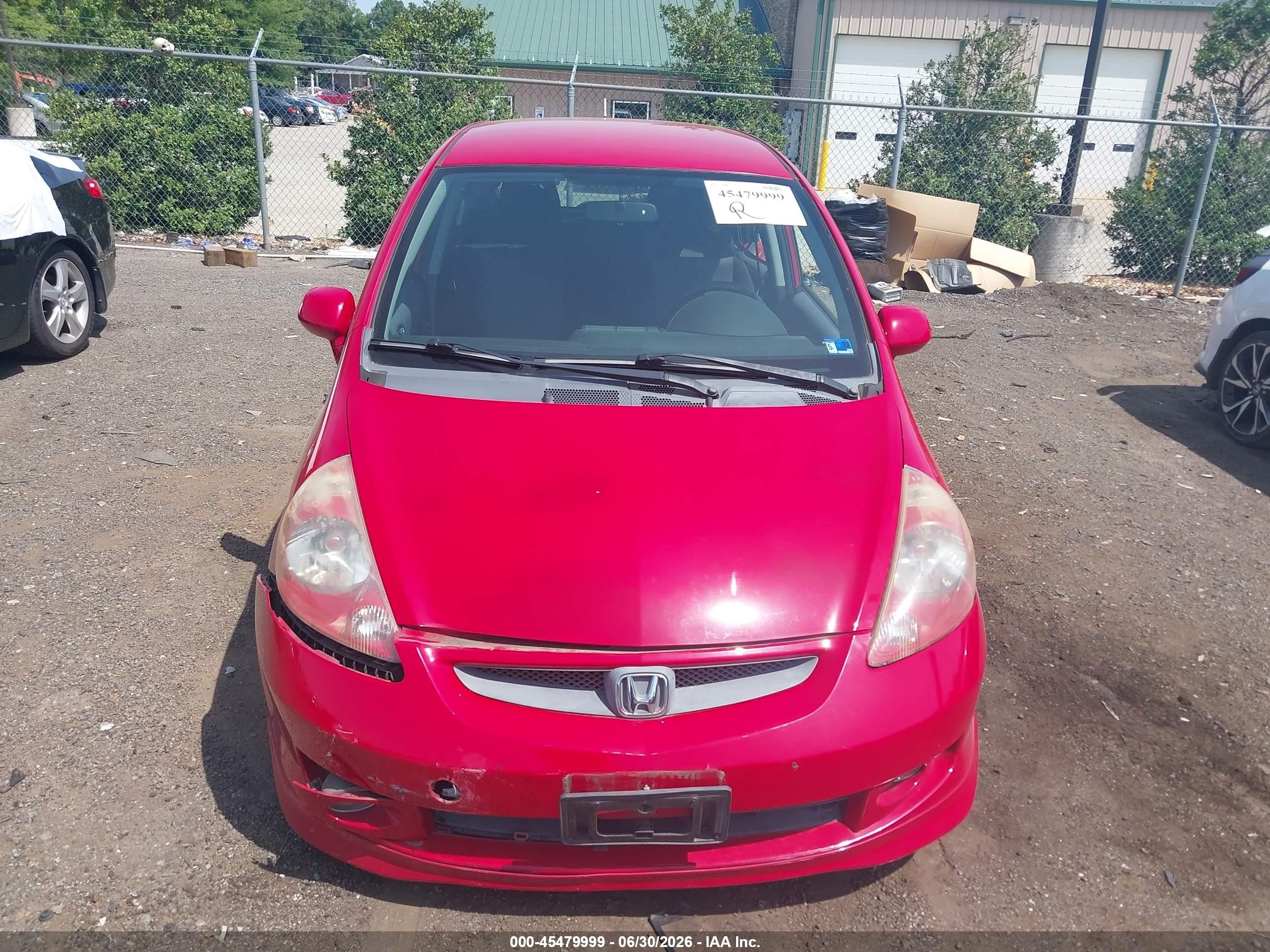 2007 Honda Fit Sport Red vin: JHMGD38617S004973