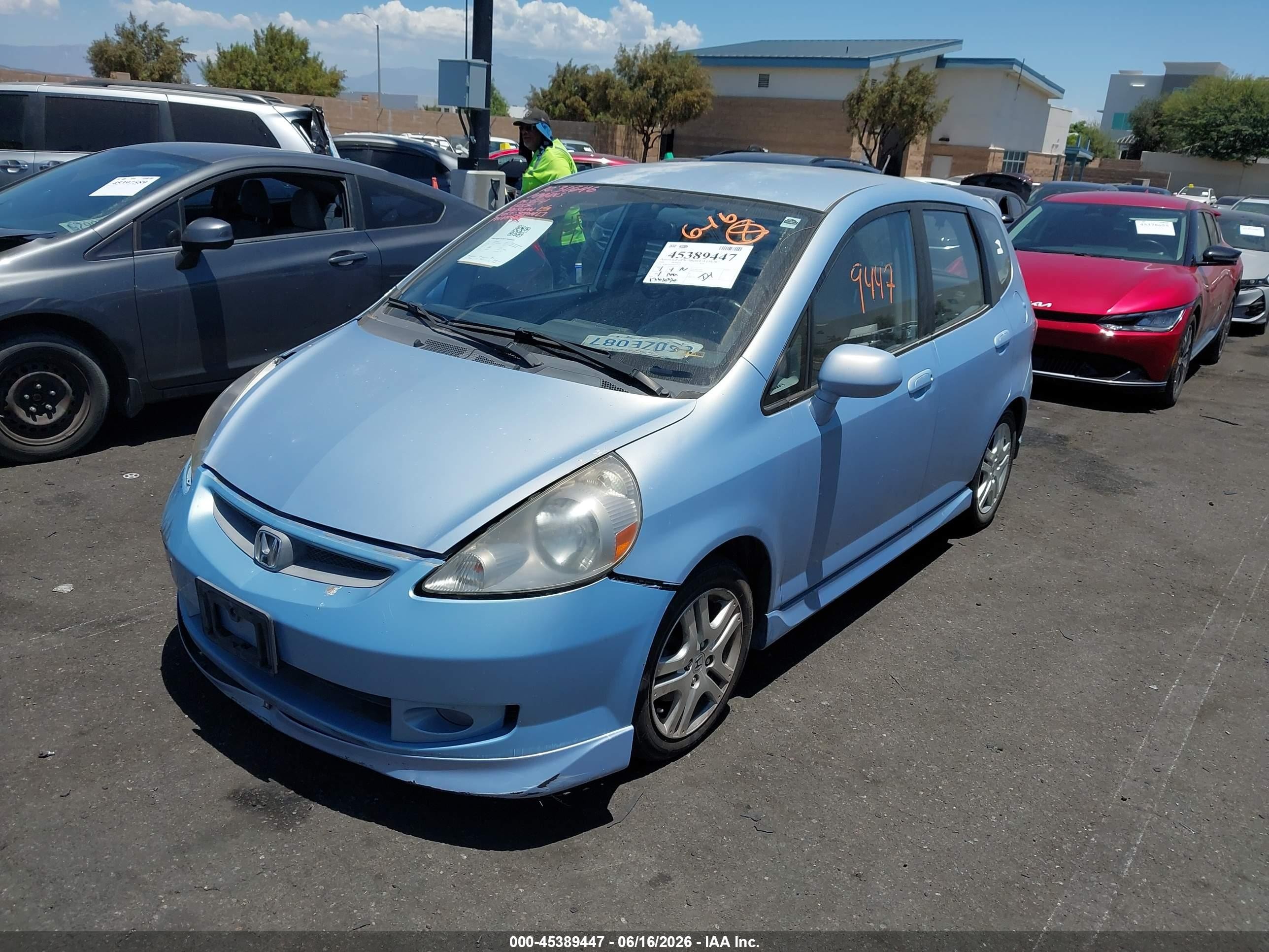 2008 Honda Fit Sport Light Blue vin: JHMGD38618S041815