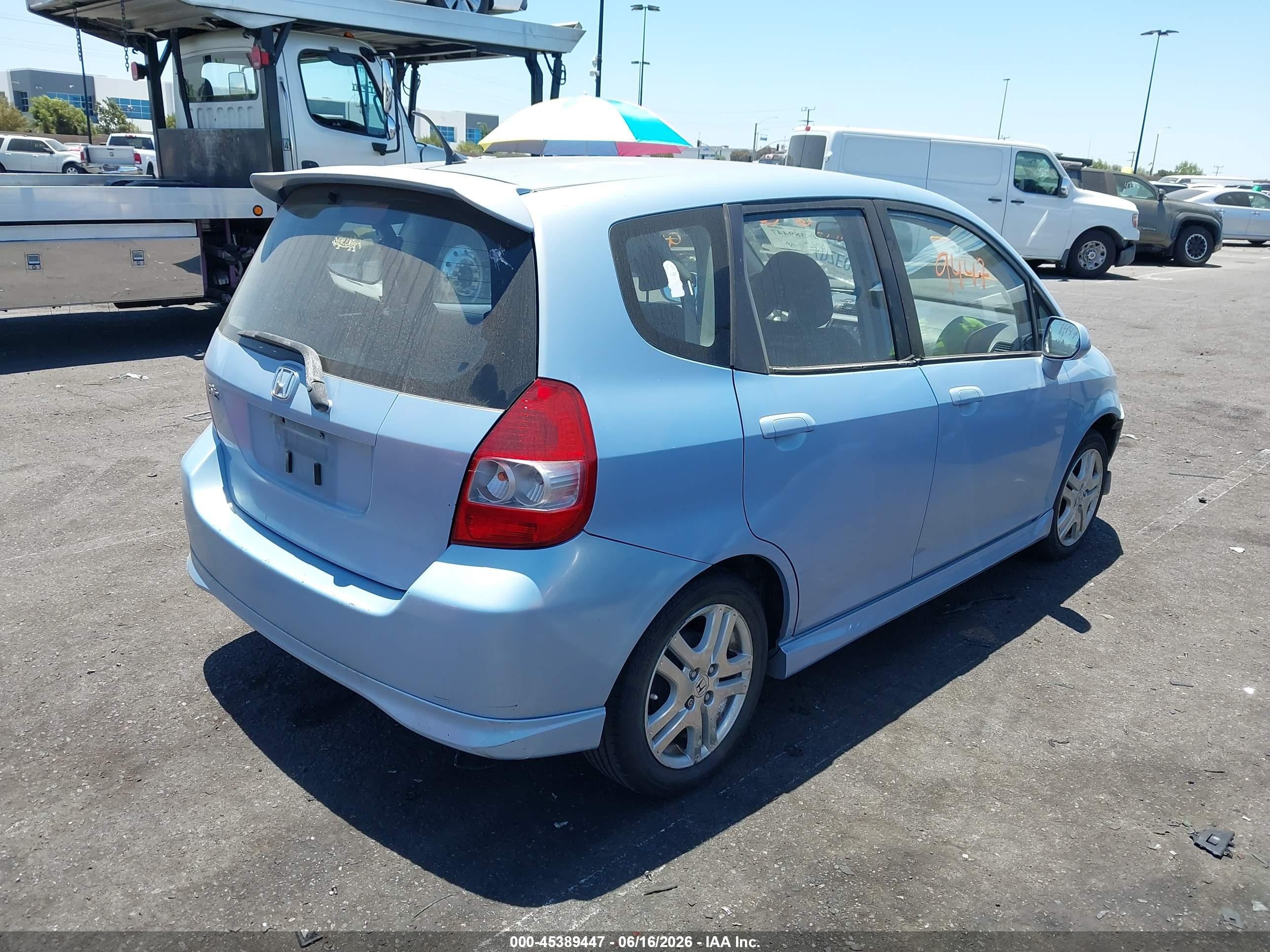 2008 Honda Fit Sport Light Blue vin: JHMGD38618S041815