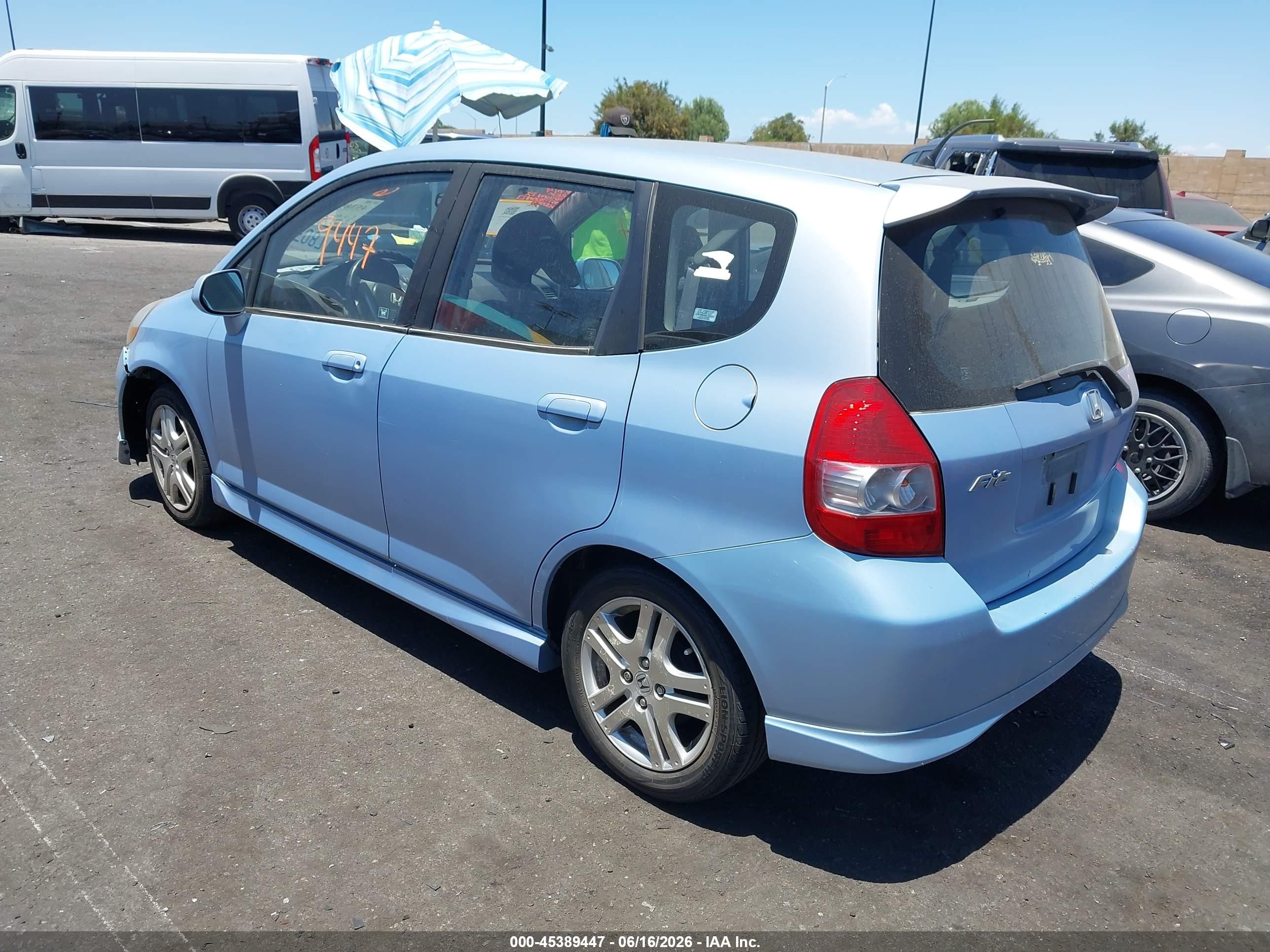 2008 Honda Fit Sport Light Blue vin: JHMGD38618S041815
