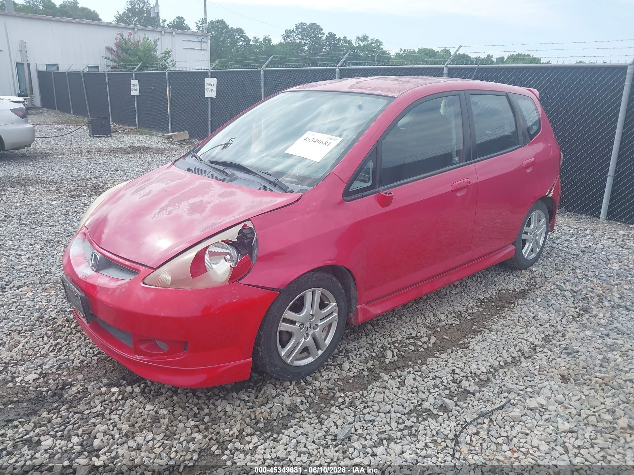 2007 Honda Fit Sport Red vin: JHMGD38627S039764