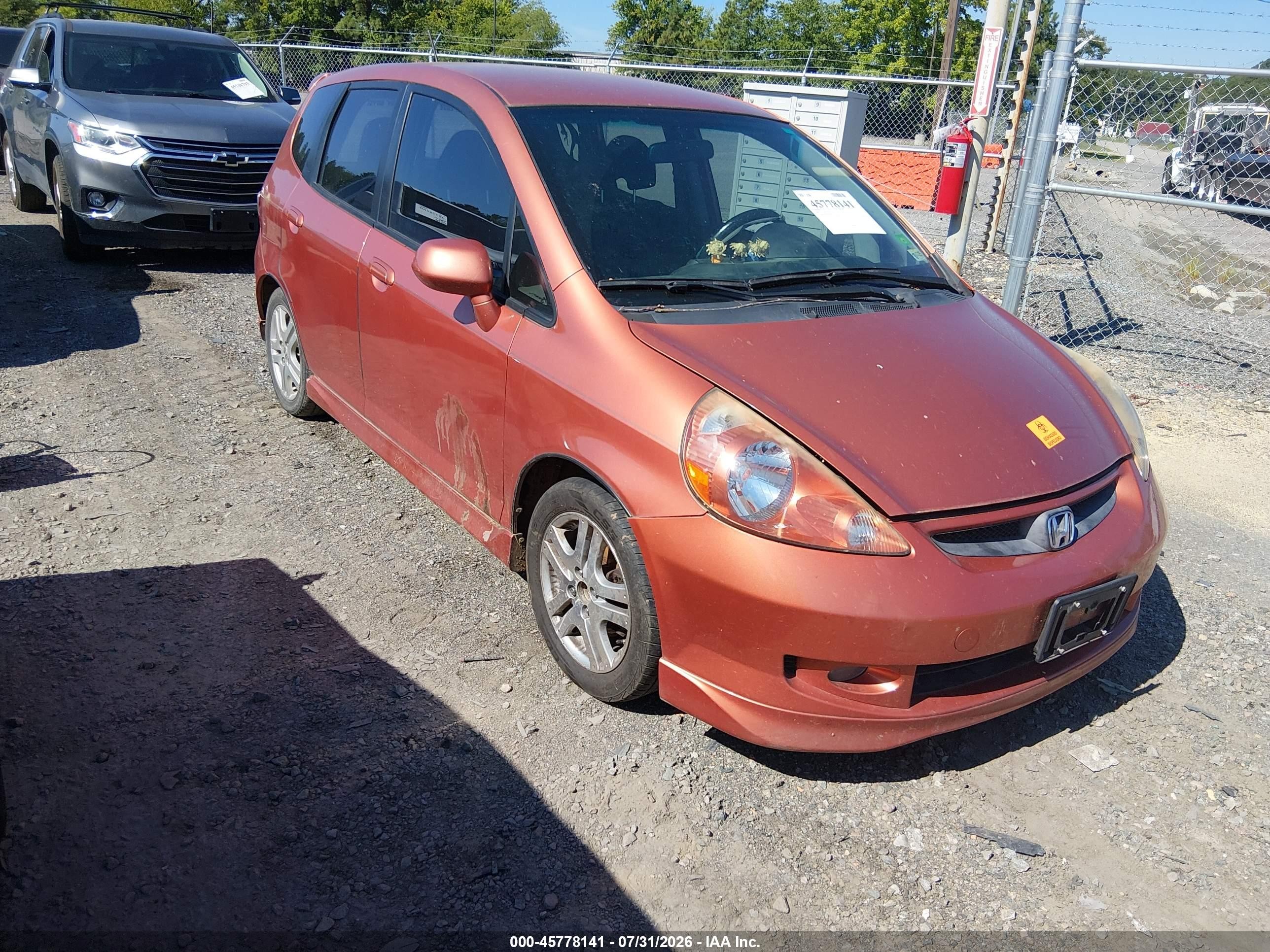 2008 Honda Fit Sport Оранжевый vin: JHMGD38628S070448