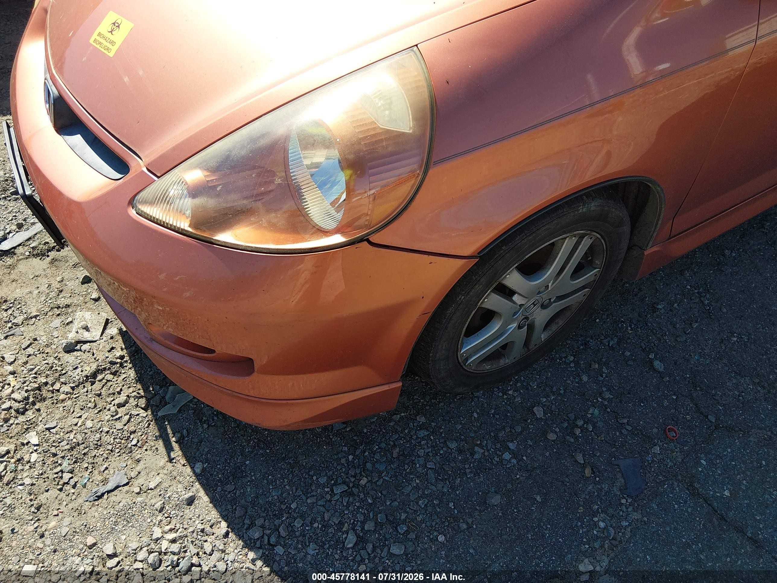 2008 Honda Fit Sport Оранжевый vin: JHMGD38628S070448