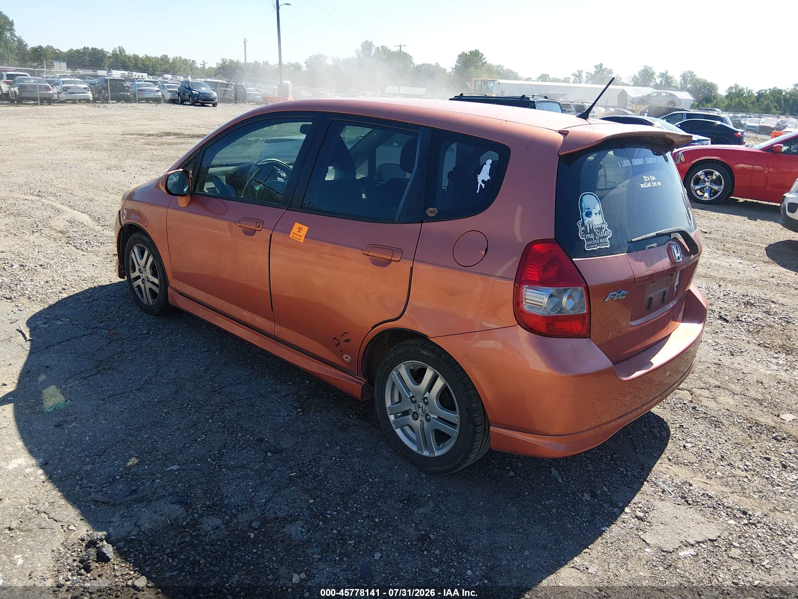 2008 Honda Fit Sport Оранжевый vin: JHMGD38628S070448