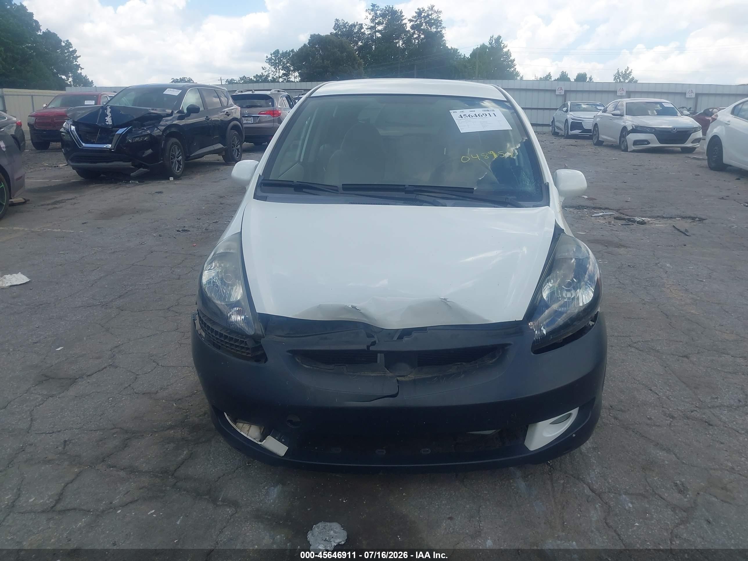 2007 Honda Fit Sport White vin: JHMGD38637S048957