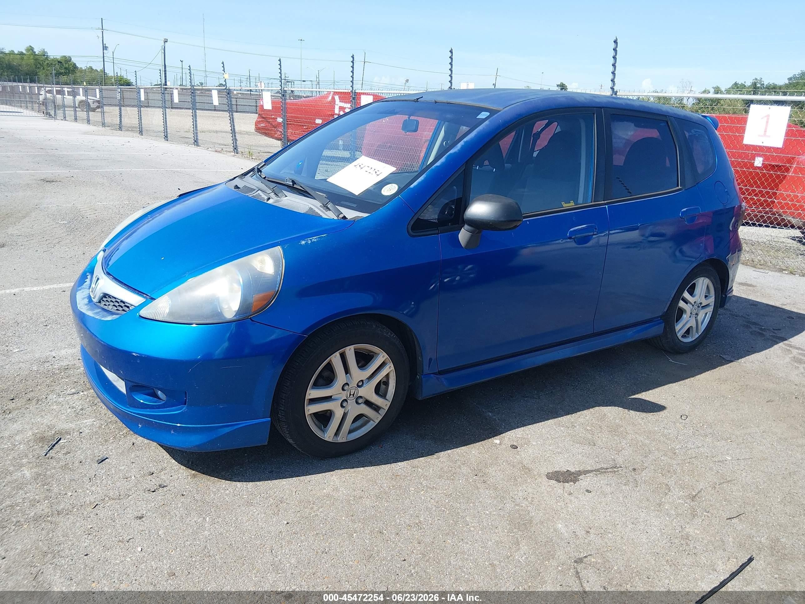 2007 Honda Fit Sport Blue vin: JHMGD38647S047672