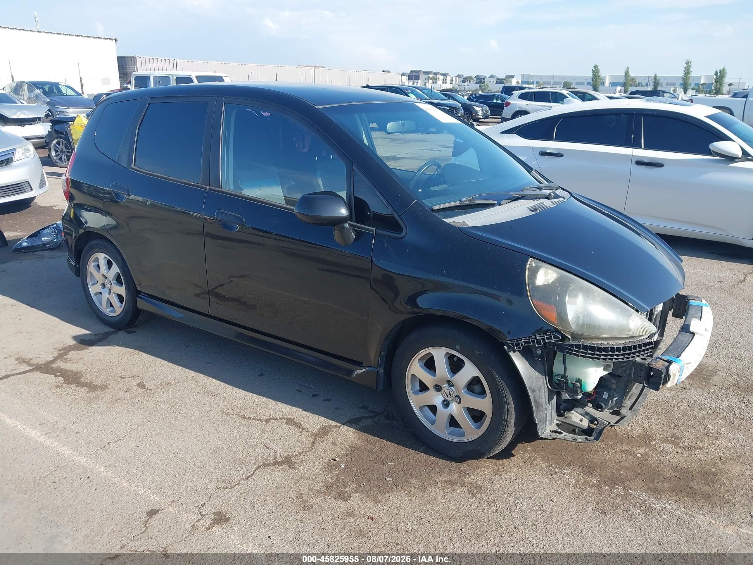 2007 Honda Fit Sport Black vin: JHMGD38647S052287