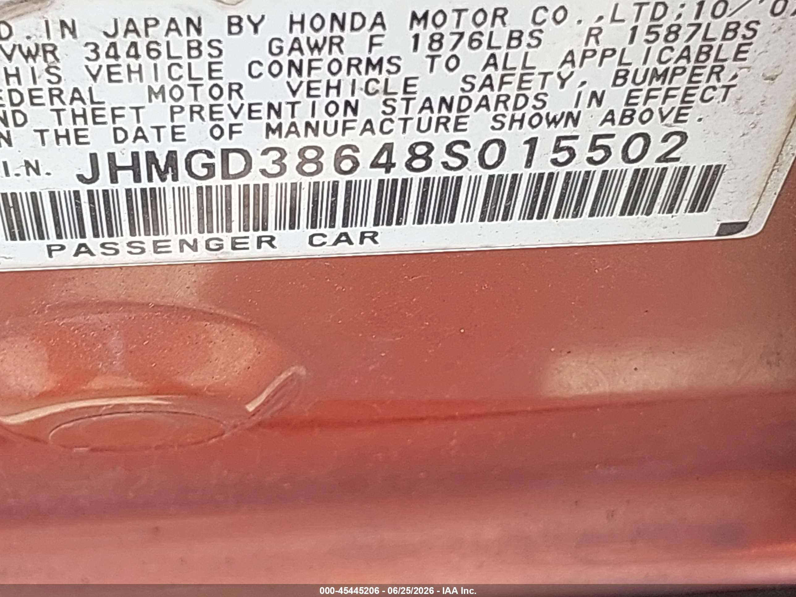 2008 Honda Fit Sport Orange vin: JHMGD38648S015502