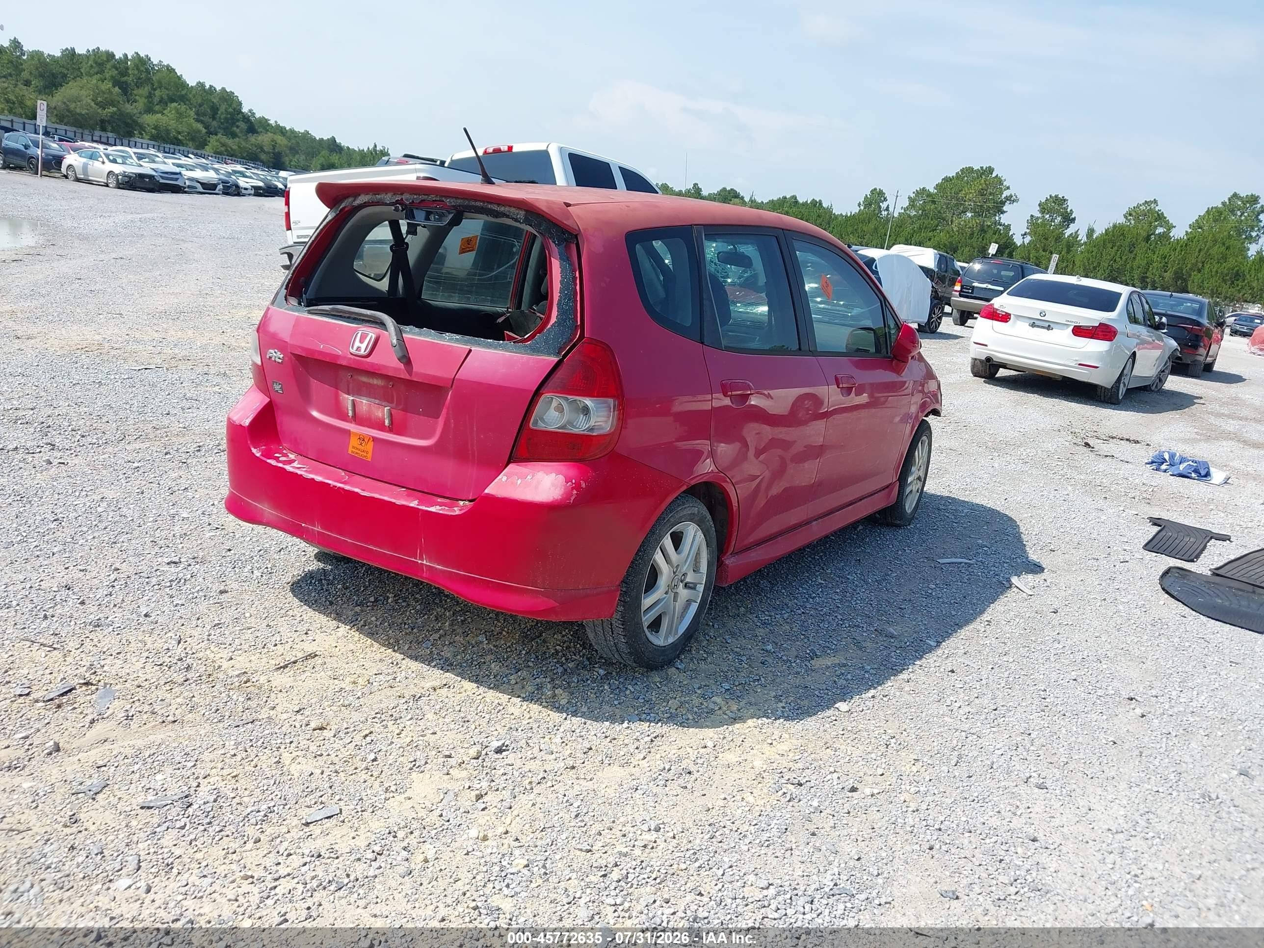 2007 Honda Fit Sport Red vin: JHMGD38657S005382