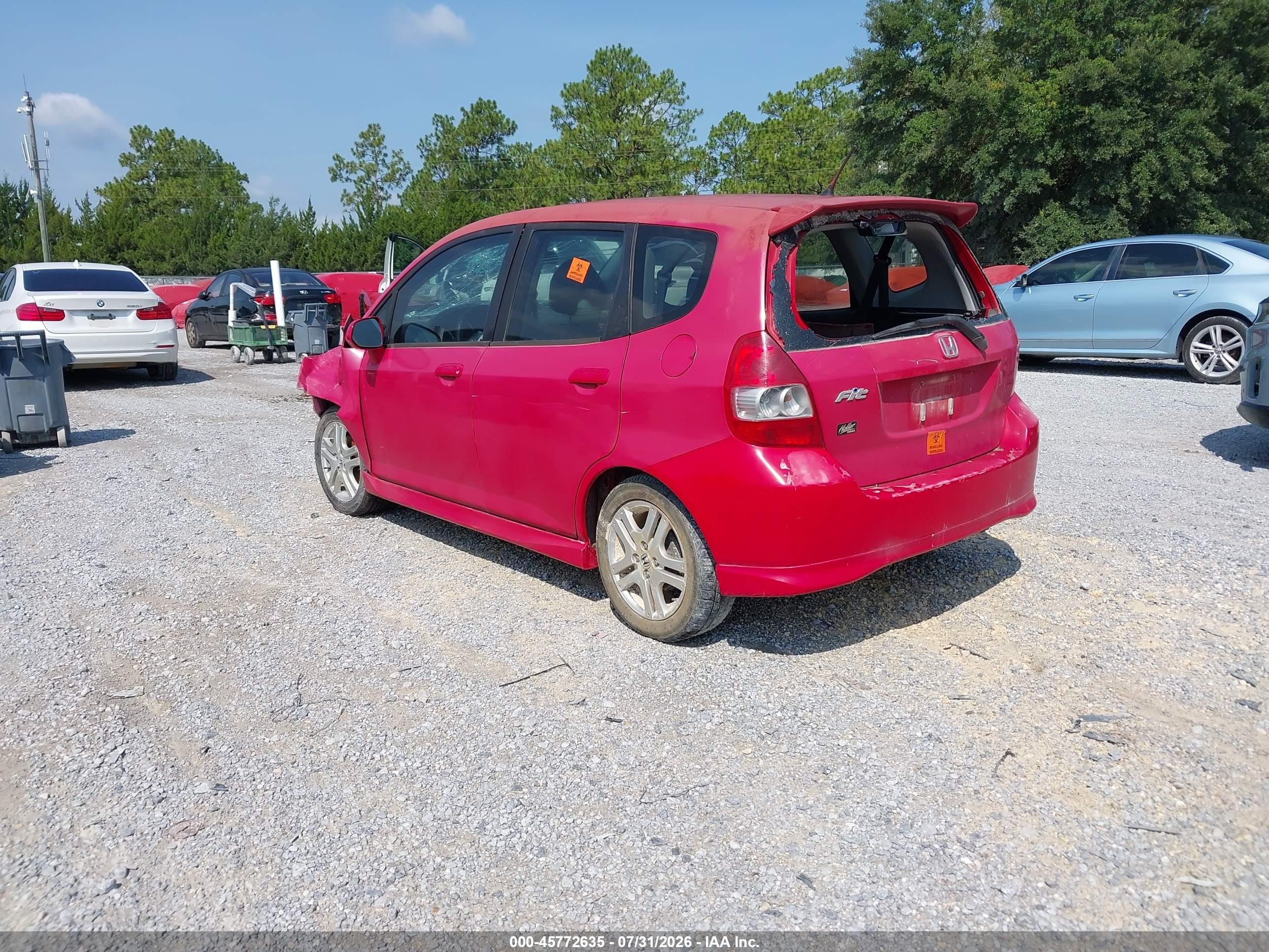 2007 Honda Fit Sport Red vin: JHMGD38657S005382