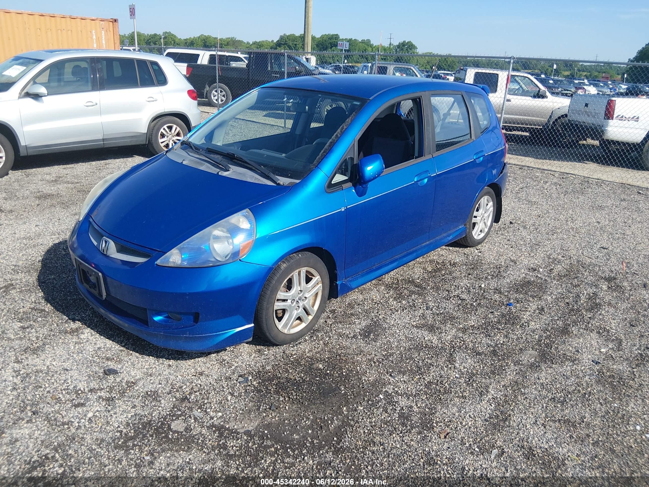 2007 Honda Fit Sport Blue vin: JHMGD38657S014325