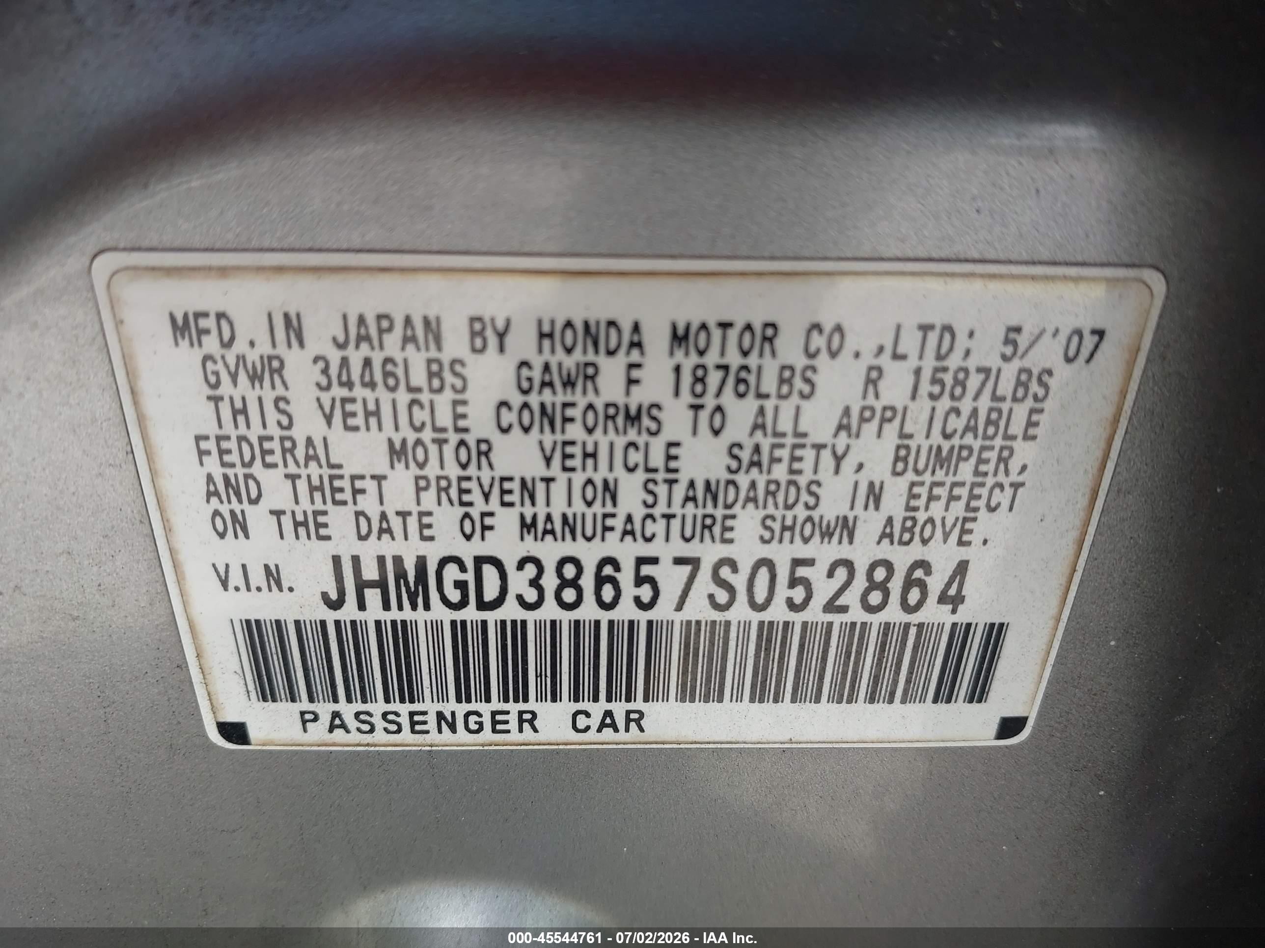 2007 Honda Fit Sport Silver vin: JHMGD38657S052864
