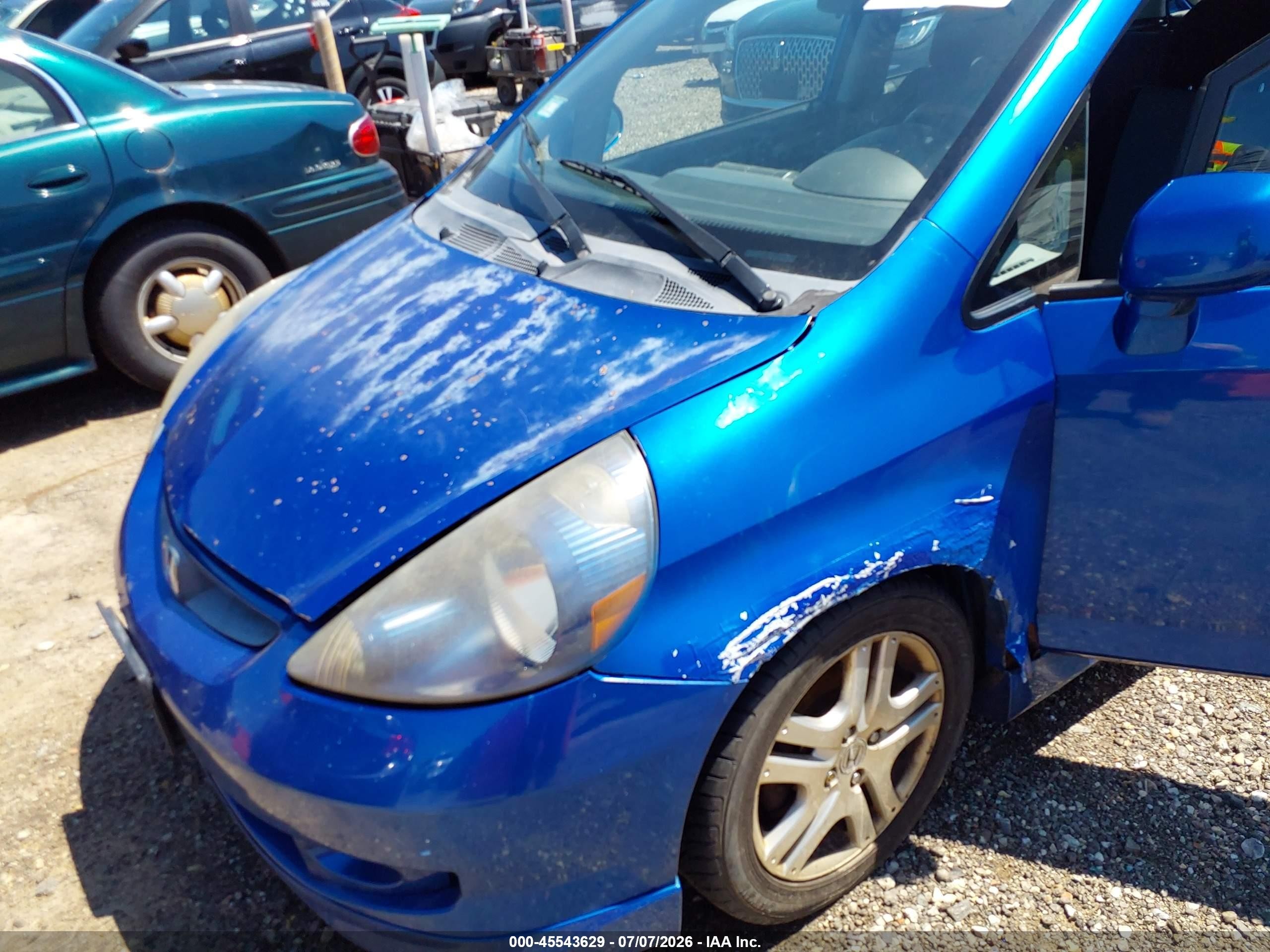 2007 Honda Fit Sport Blue vin: JHMGD38657S053464