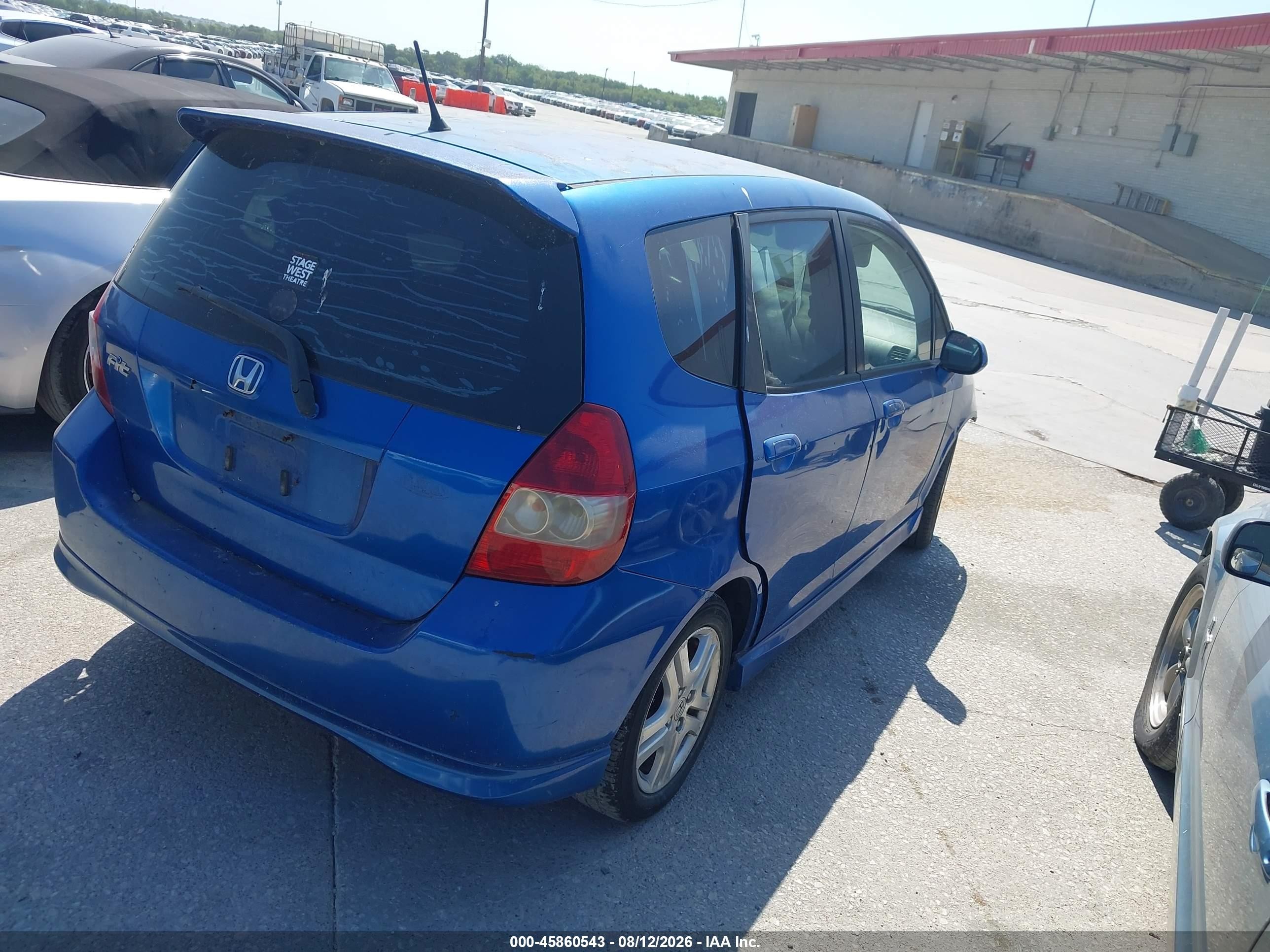 2007 Honda Fit Sport Blue vin: JHMGD38657S068420