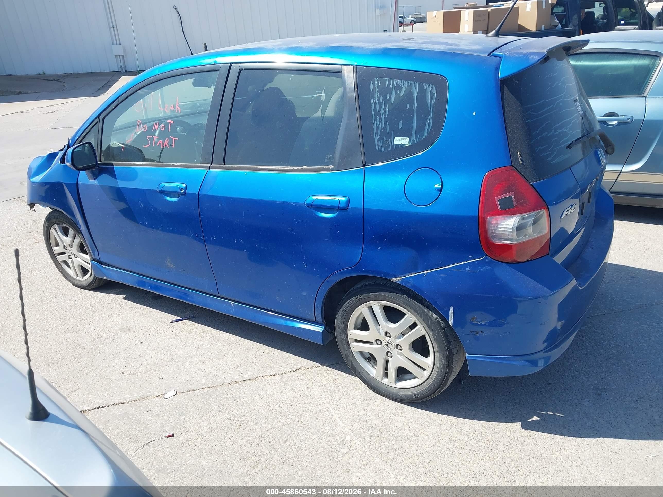 2007 Honda Fit Sport Blue vin: JHMGD38657S068420