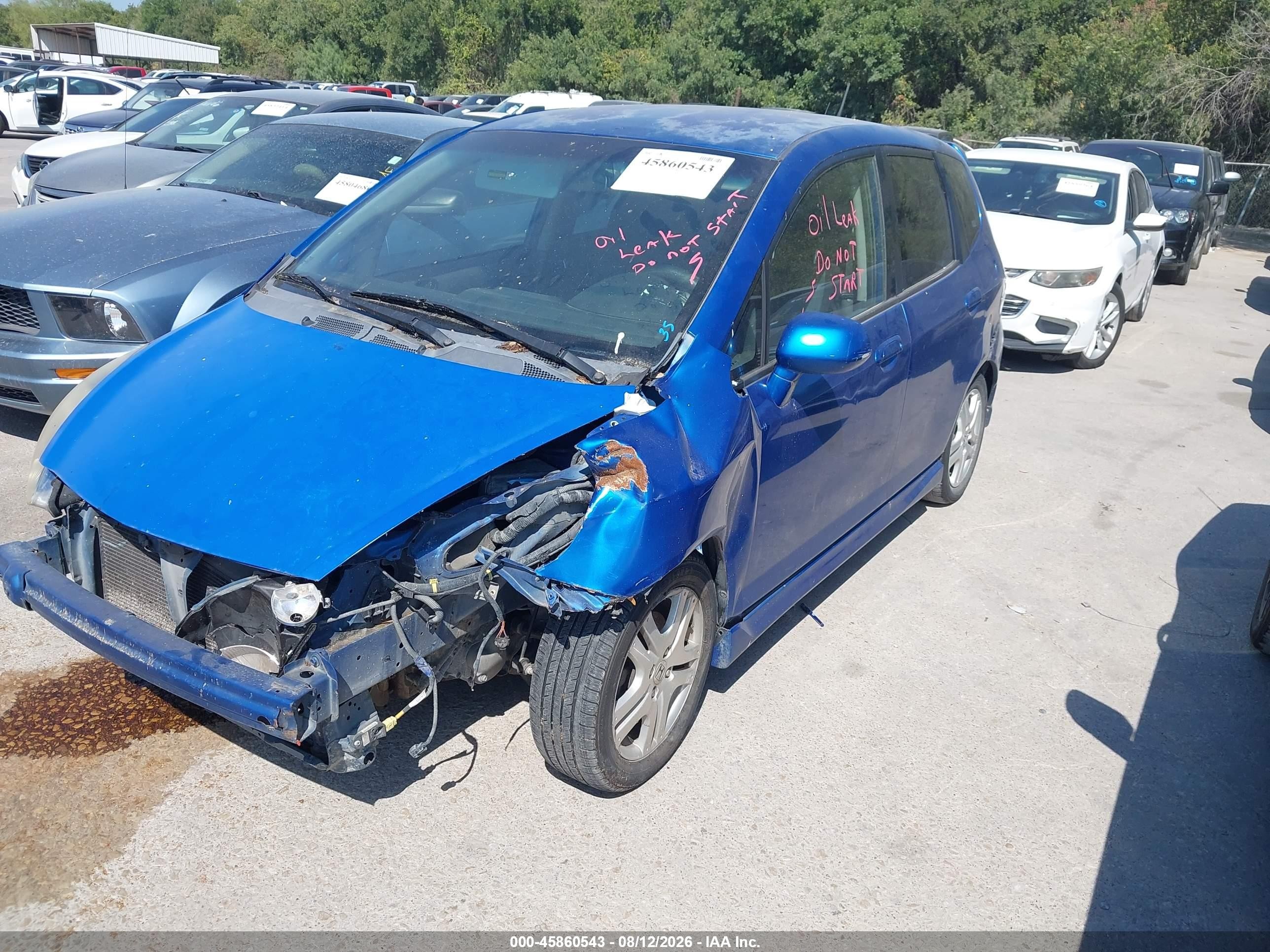 2007 Honda Fit Sport Blue vin: JHMGD38657S068420
