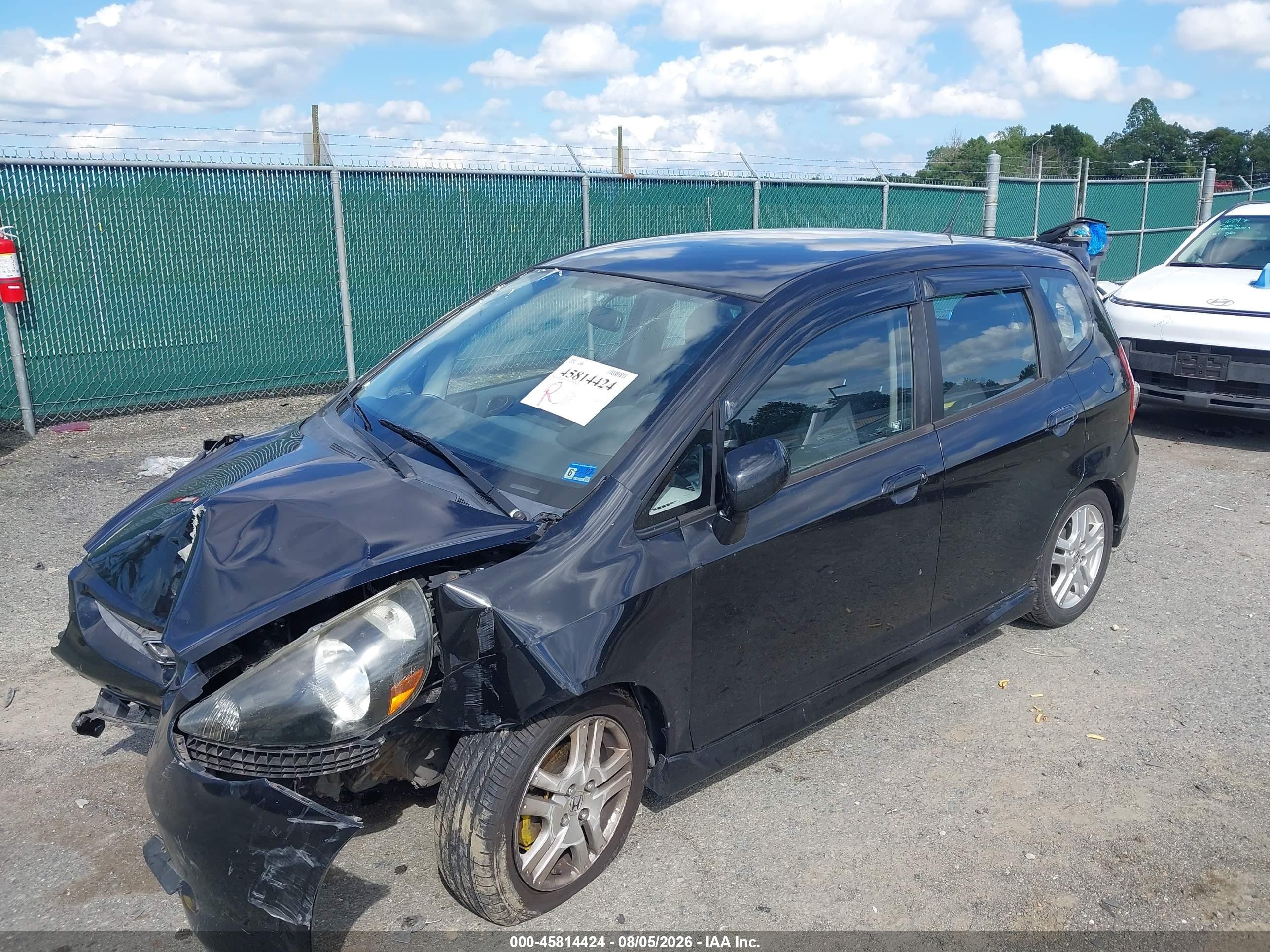 2008 Honda Fit Sport Black vin: JHMGD38658S002516