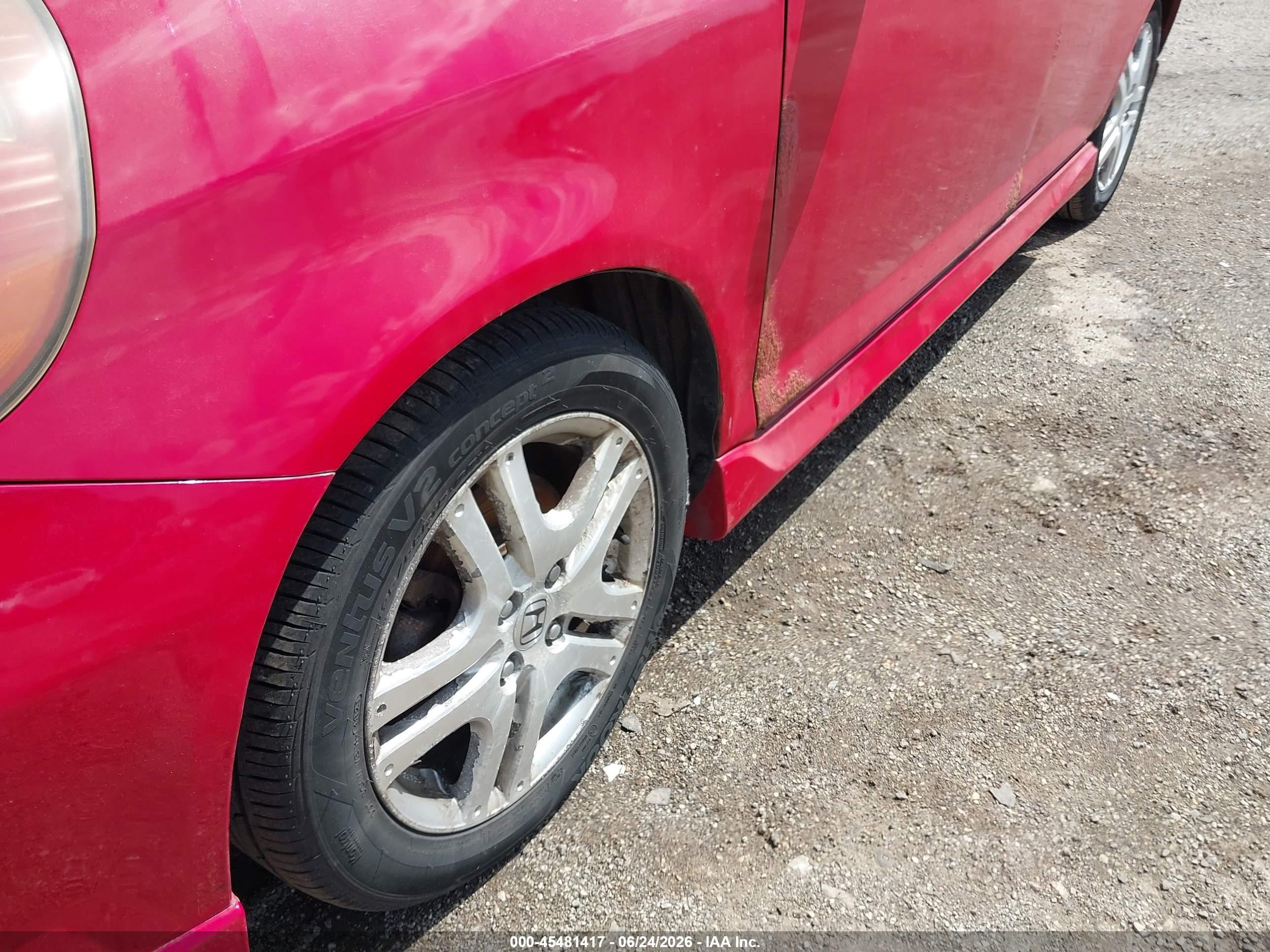2007 Honda Fit Sport Red vin: JHMGD38667S014530