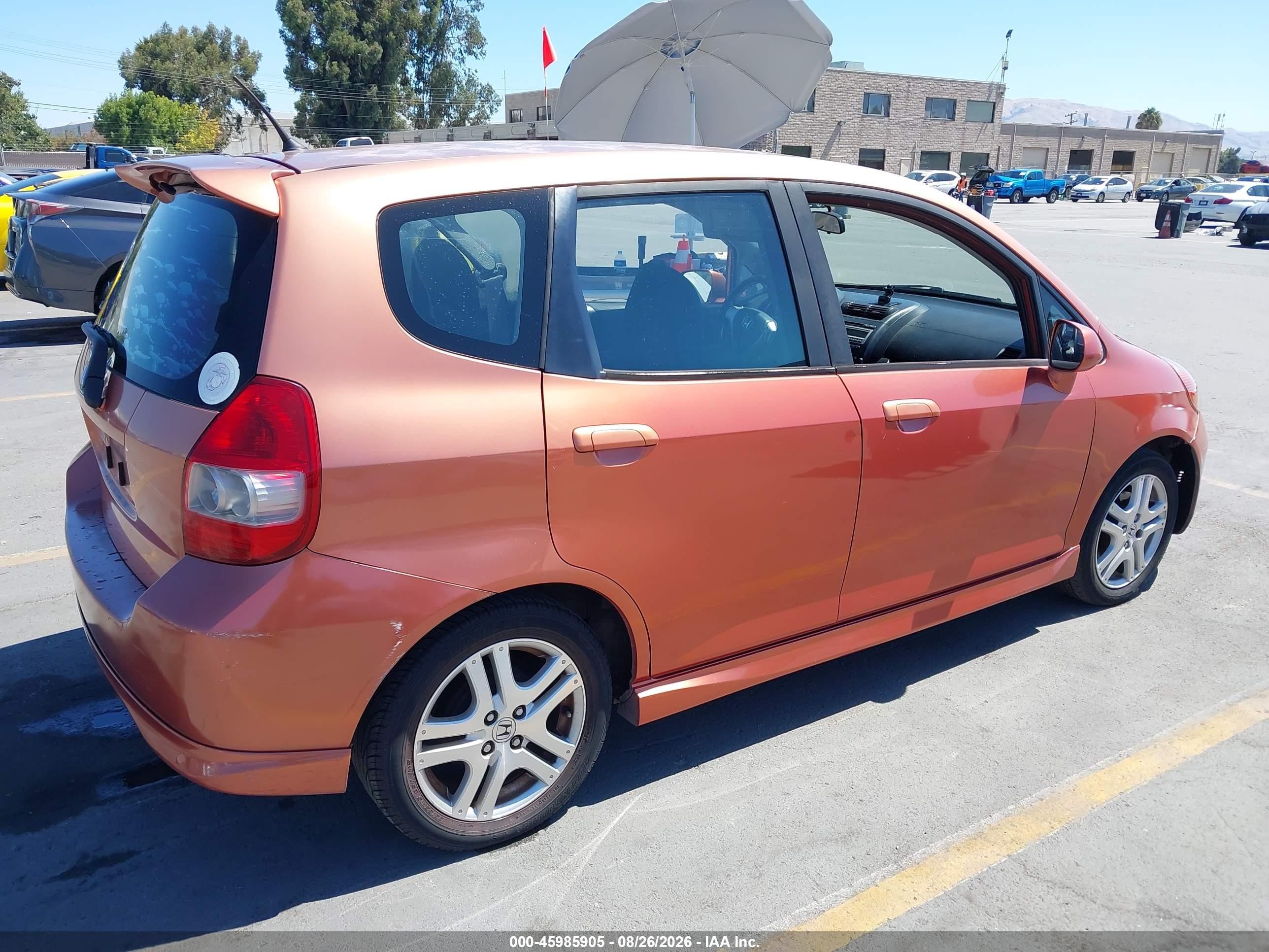 2007 Honda Fit Sport Orange vin: JHMGD38667S016987