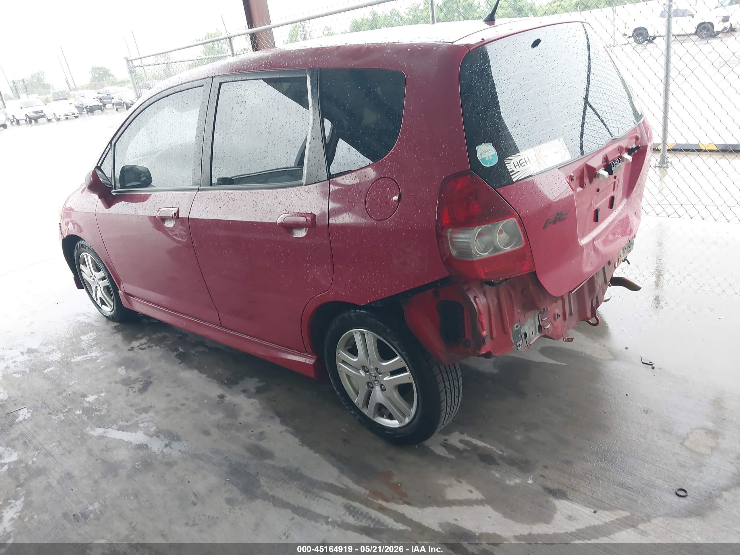 2007 Honda Fit Sport Red vin: JHMGD38667S048564