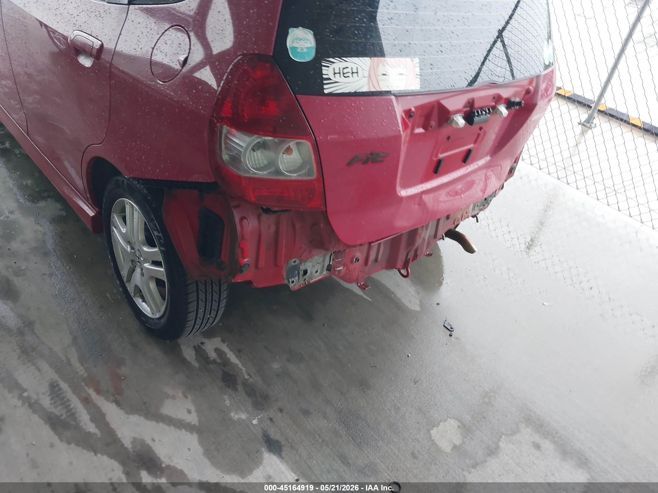 2007 Honda Fit Sport Red vin: JHMGD38667S048564