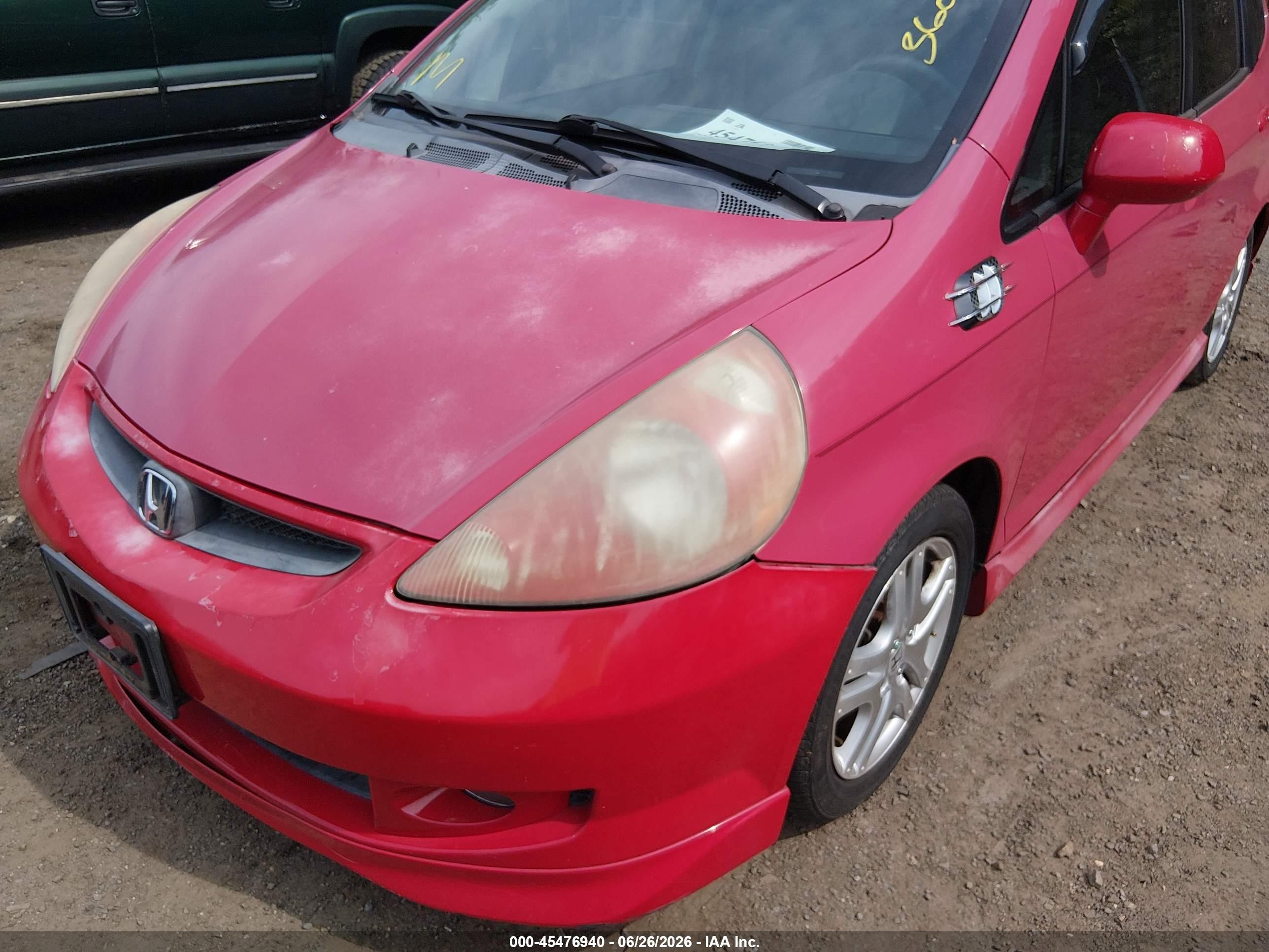 2007 Honda Fit Sport Red vin: JHMGD38667S055093
