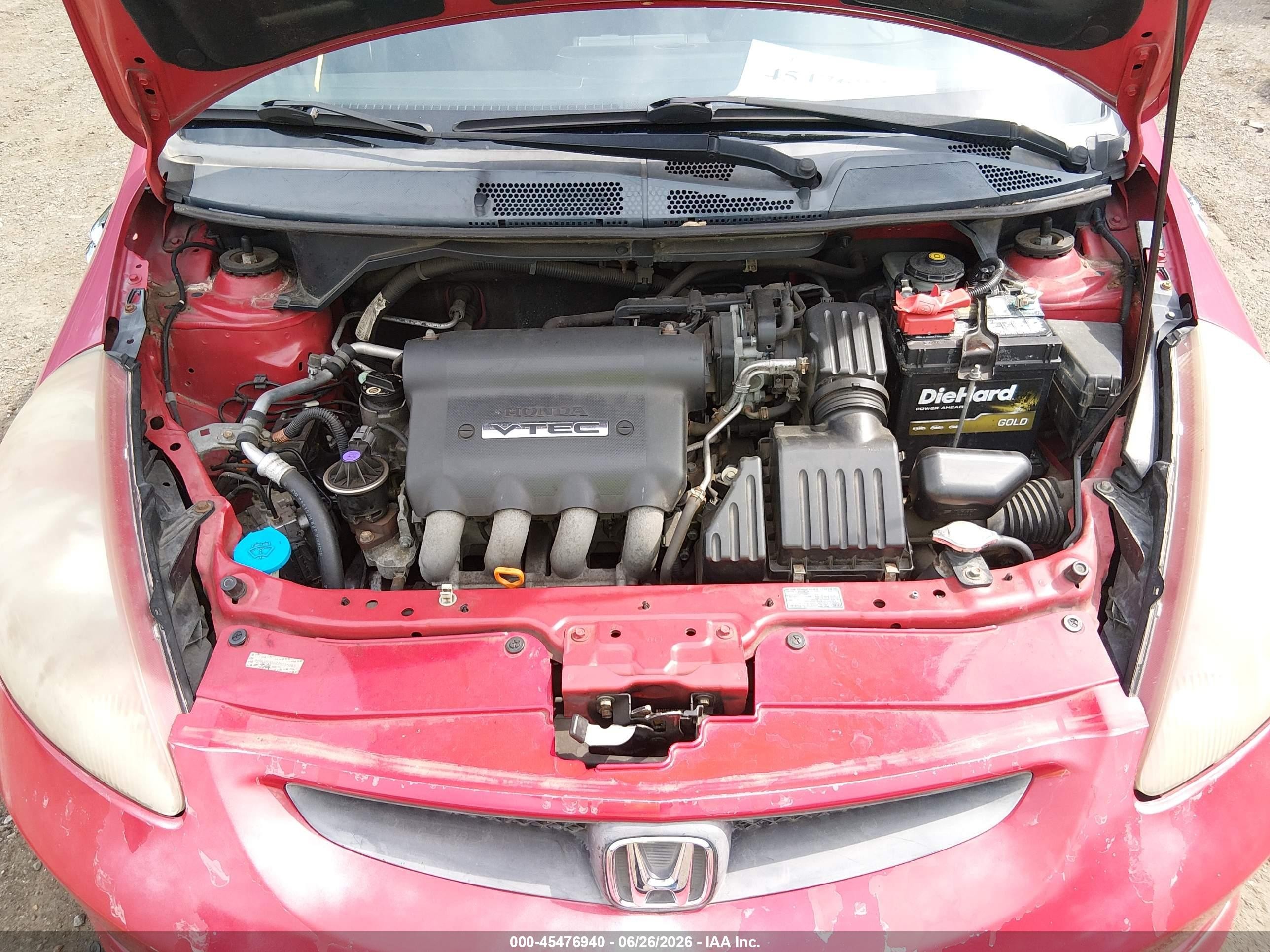 2007 Honda Fit Sport Red vin: JHMGD38667S055093
