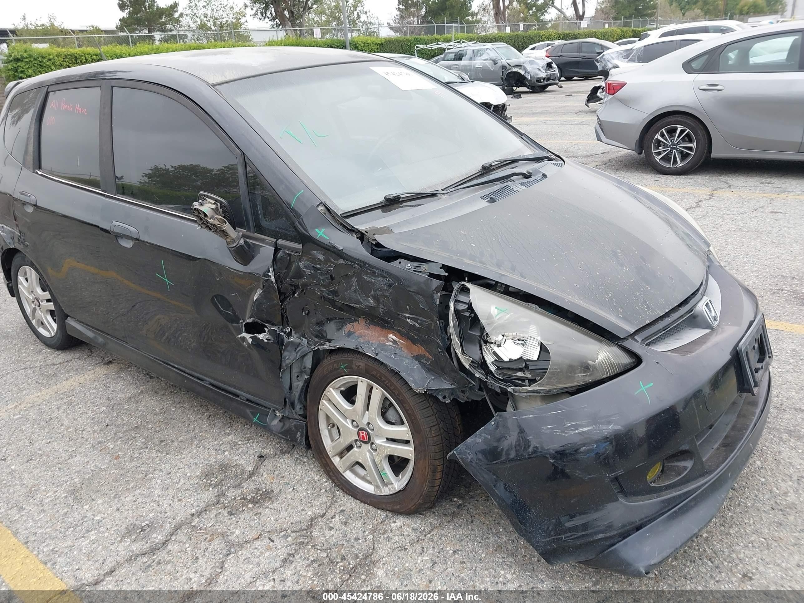2008 Honda Fit Sport Black vin: JHMGD38668S025397