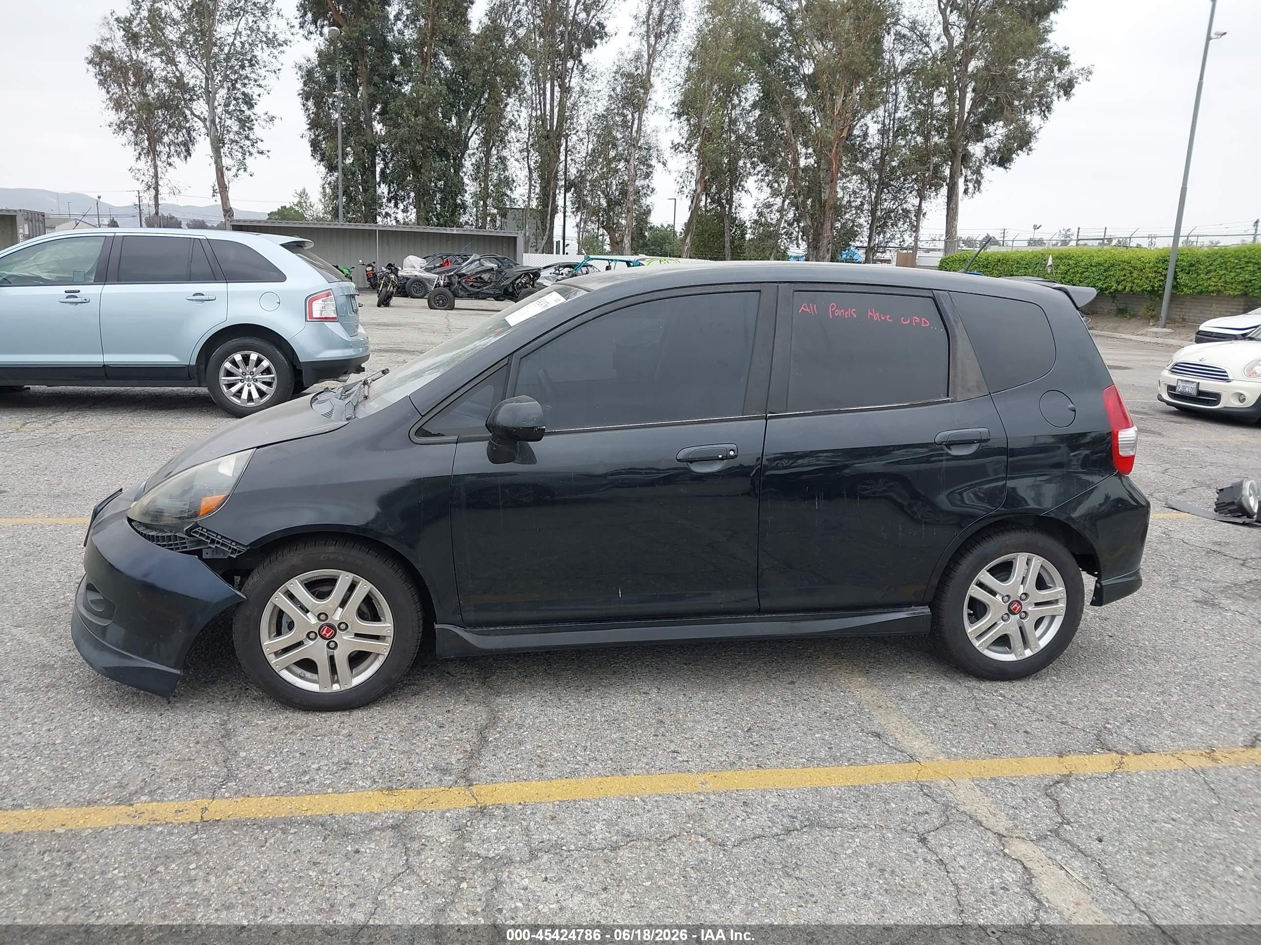 2008 Honda Fit Sport Black vin: JHMGD38668S025397
