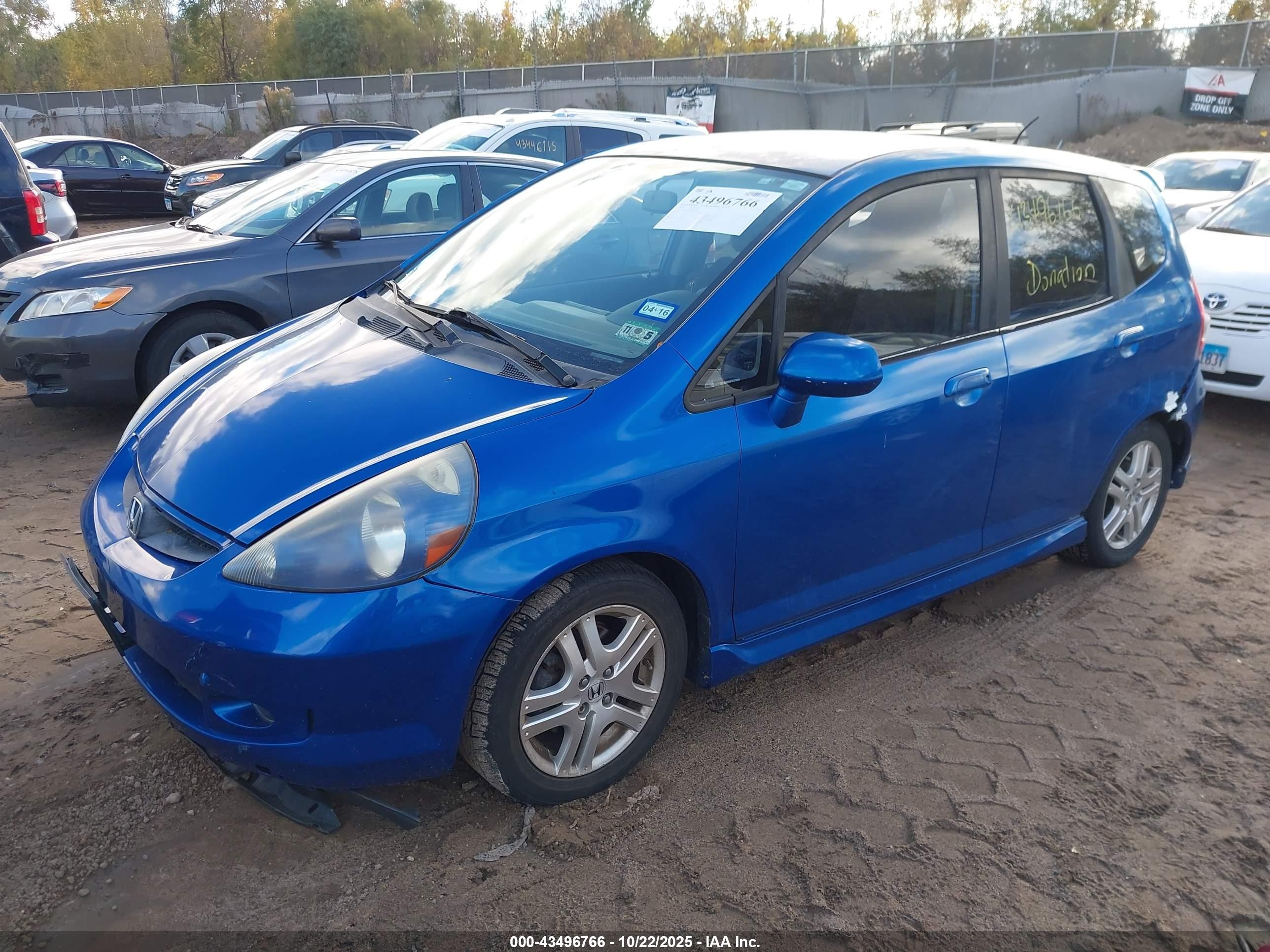 2008 Honda Fit Sport Синий vin: JHMGD38668S045889