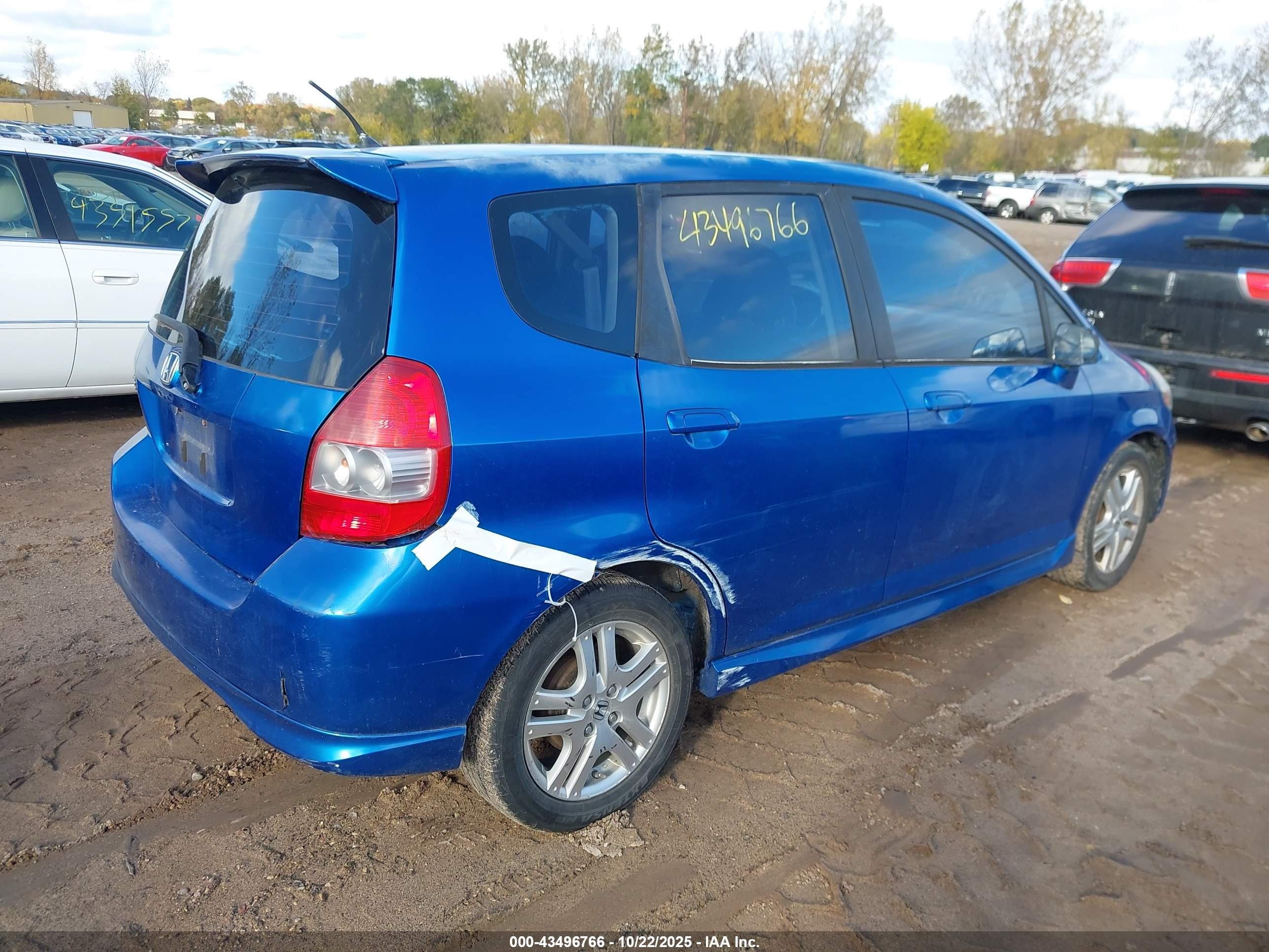 2008 Honda Fit Sport Синий vin: JHMGD38668S045889
