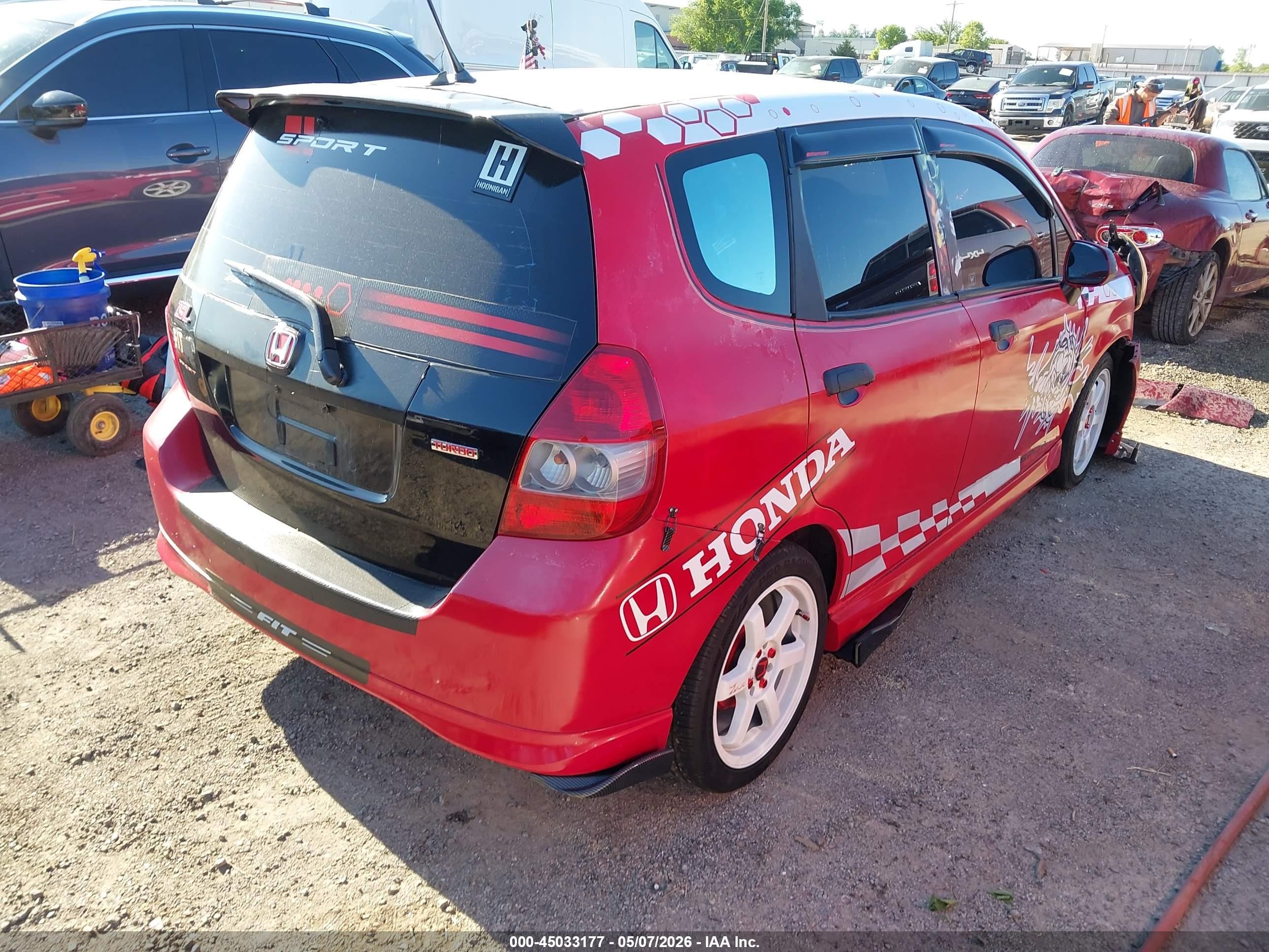 2007 Honda Fit Sport Красный vin: JHMGD38677S028971