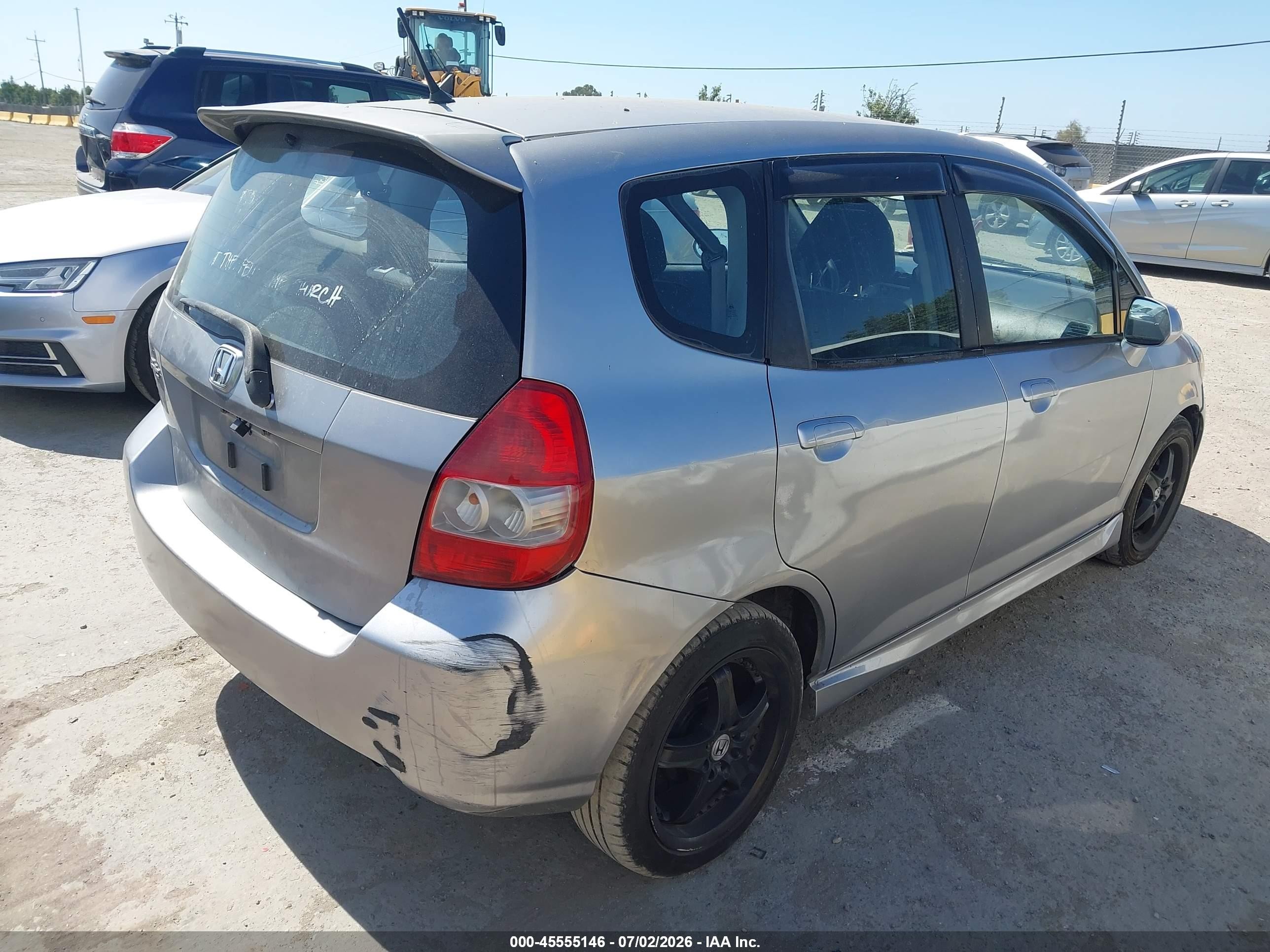 2007 Honda Fit Sport Gray vin: JHMGD38677S046791
