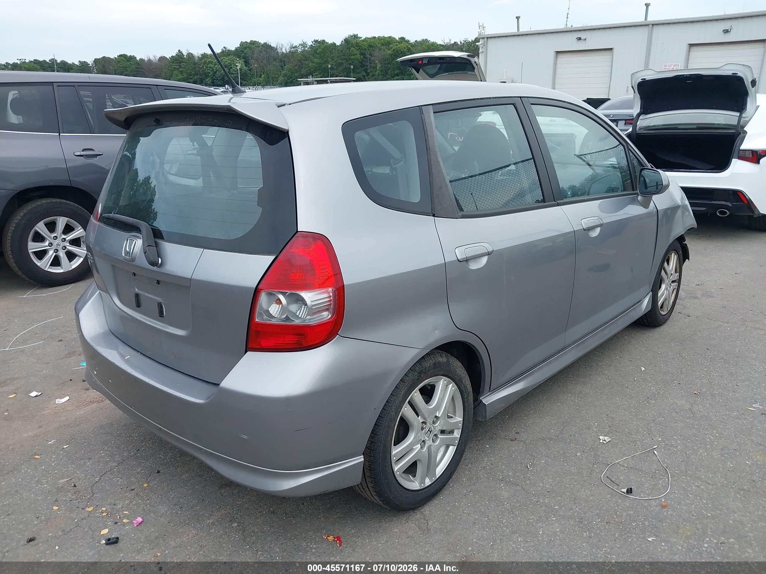 2007 Honda Fit Sport Gray vin: JHMGD38687S042507