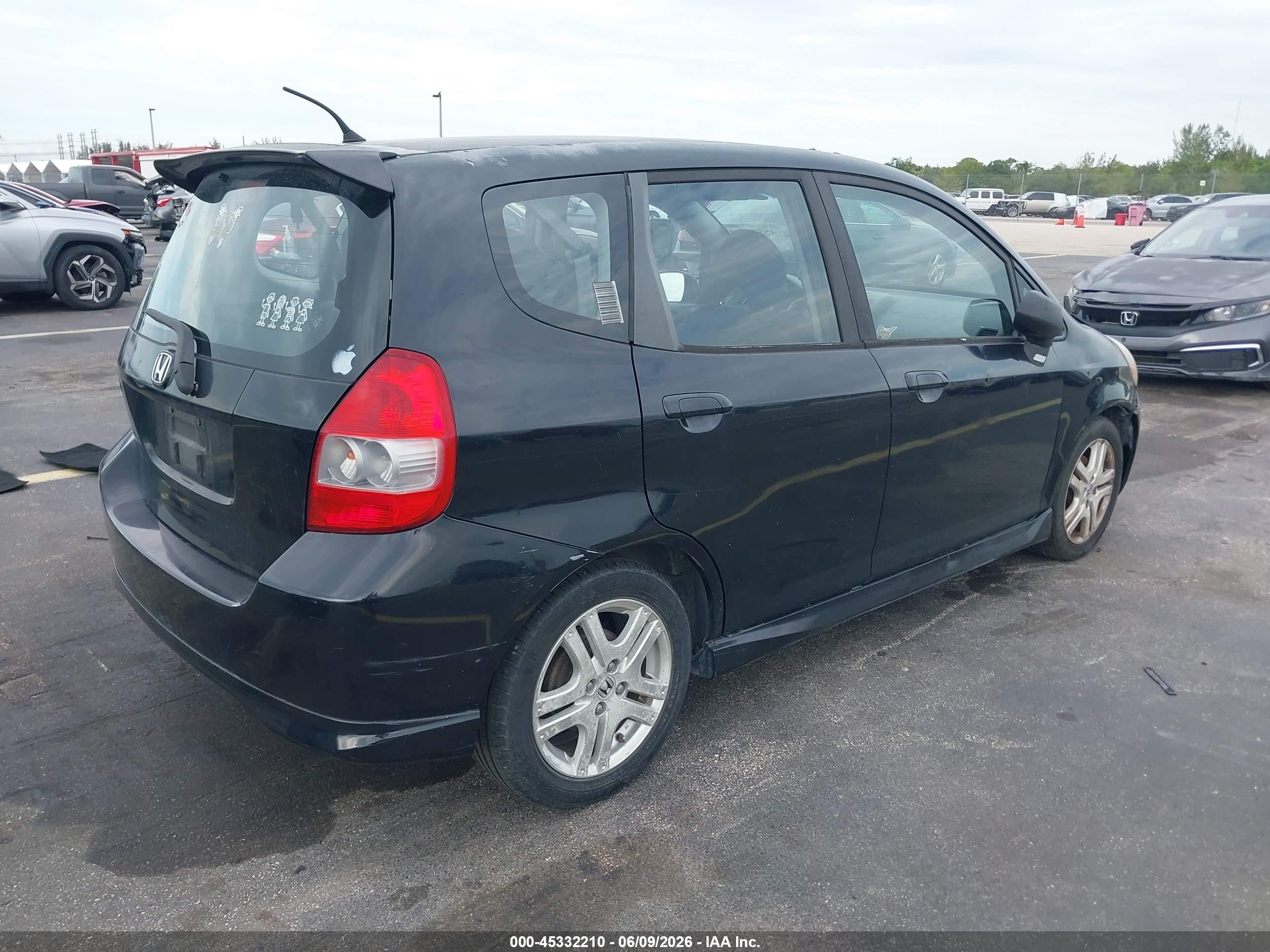 2008 Honda Fit Sport Black vin: JHMGD38688S028835
