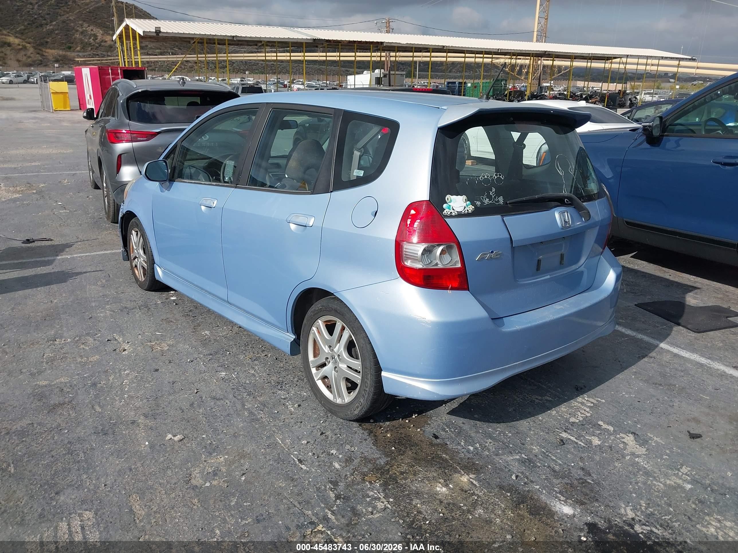 2008 Honda Fit Sport Blue vin: JHMGD38688S034201