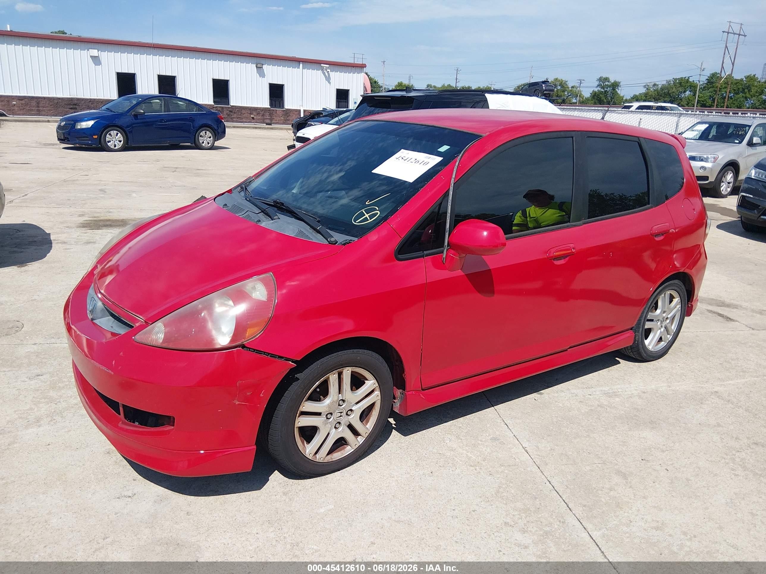 2007 Honda Fit Sport Red vin: JHMGD38697S008320