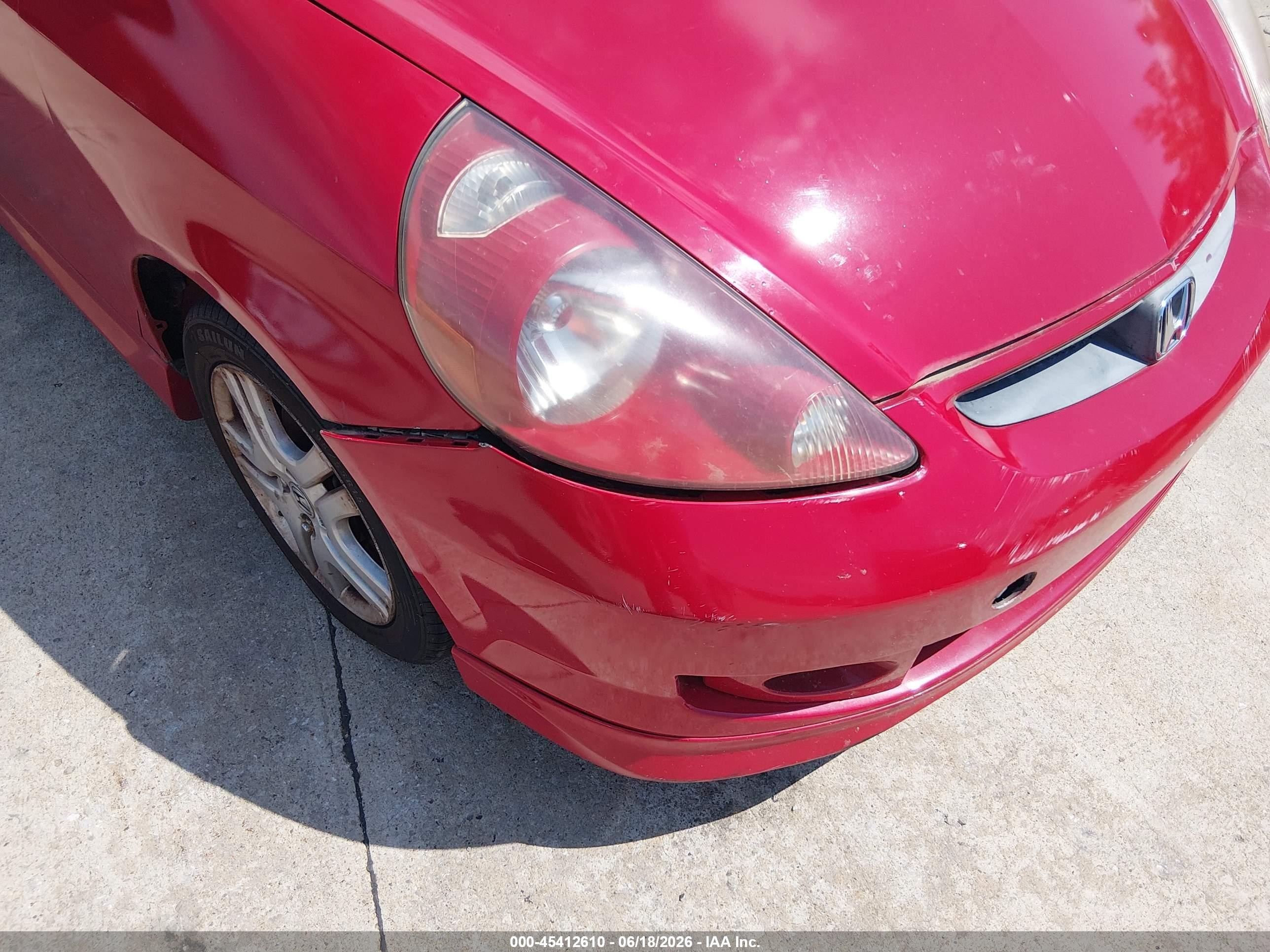 2007 Honda Fit Sport Red vin: JHMGD38697S008320