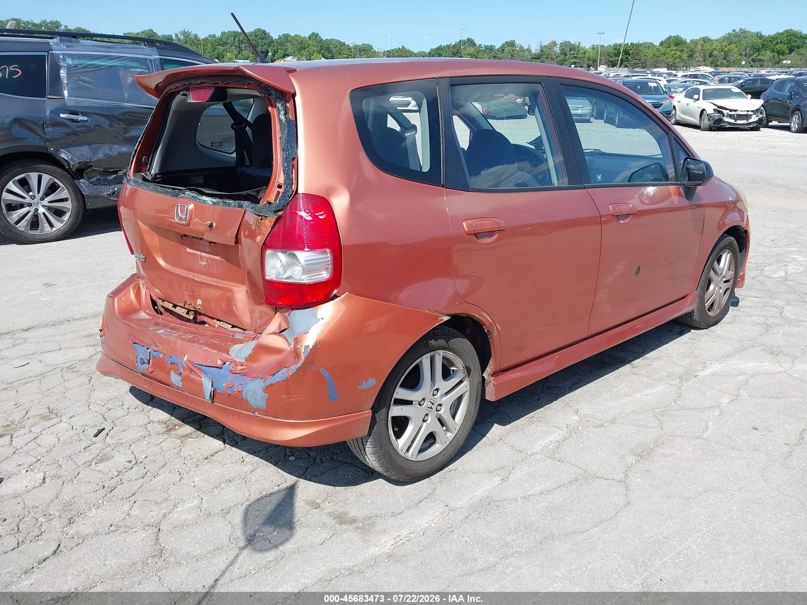 2007 Honda Fit Sport Orange vin: JHMGD38697S063320