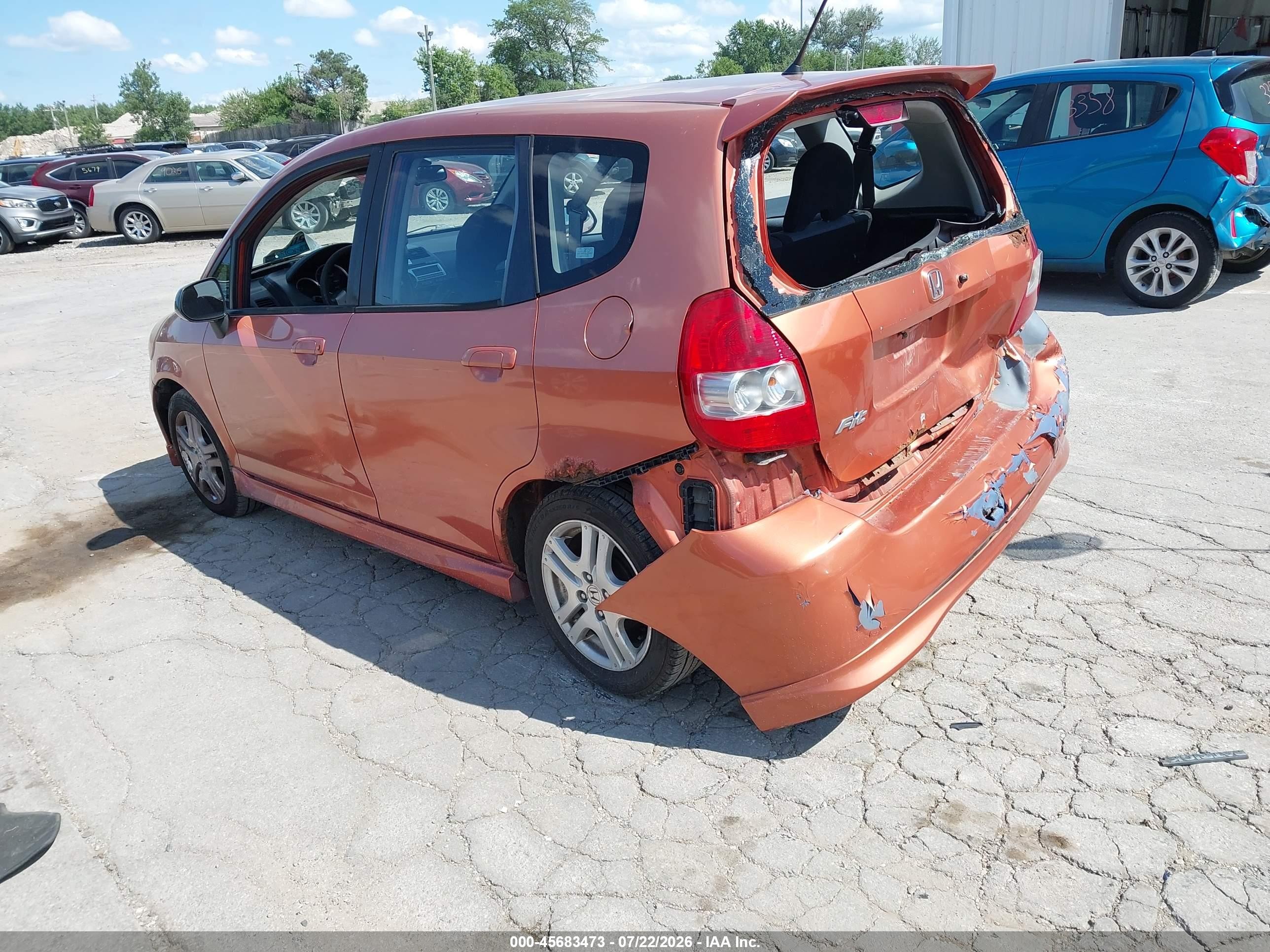 2007 Honda Fit Sport Orange vin: JHMGD38697S063320