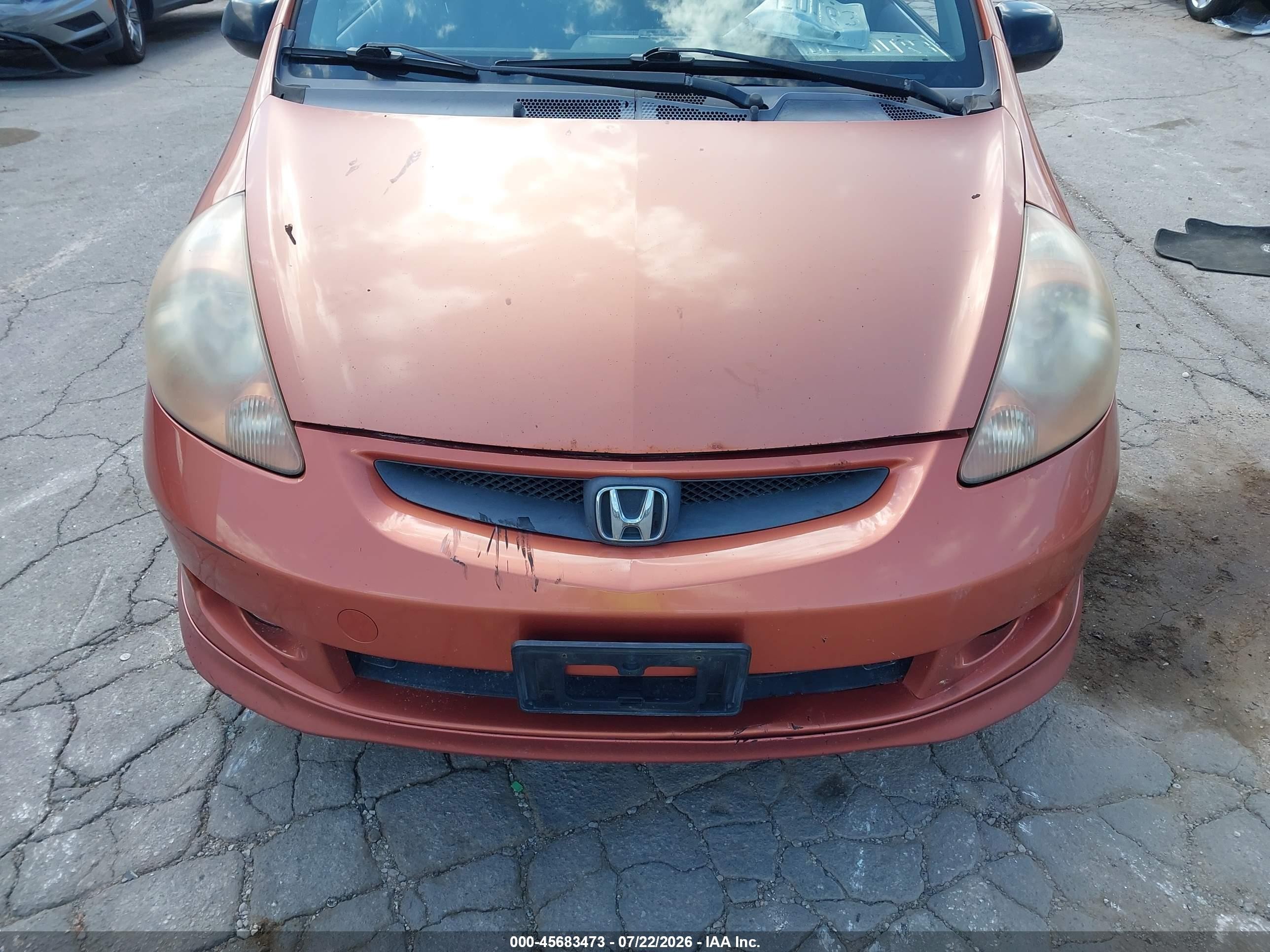 2007 Honda Fit Sport Orange vin: JHMGD38697S063320