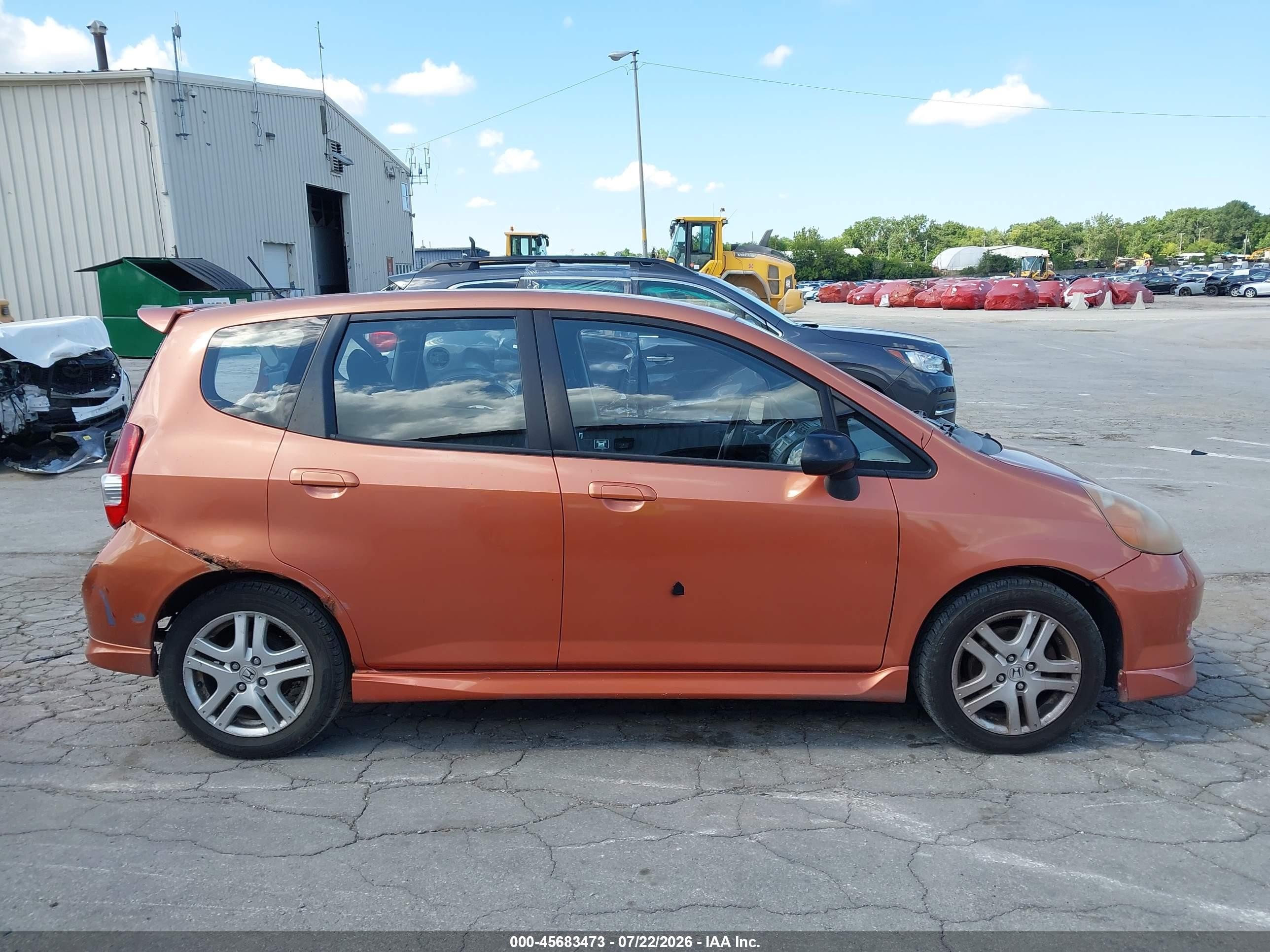 2007 Honda Fit Sport Orange vin: JHMGD38697S063320