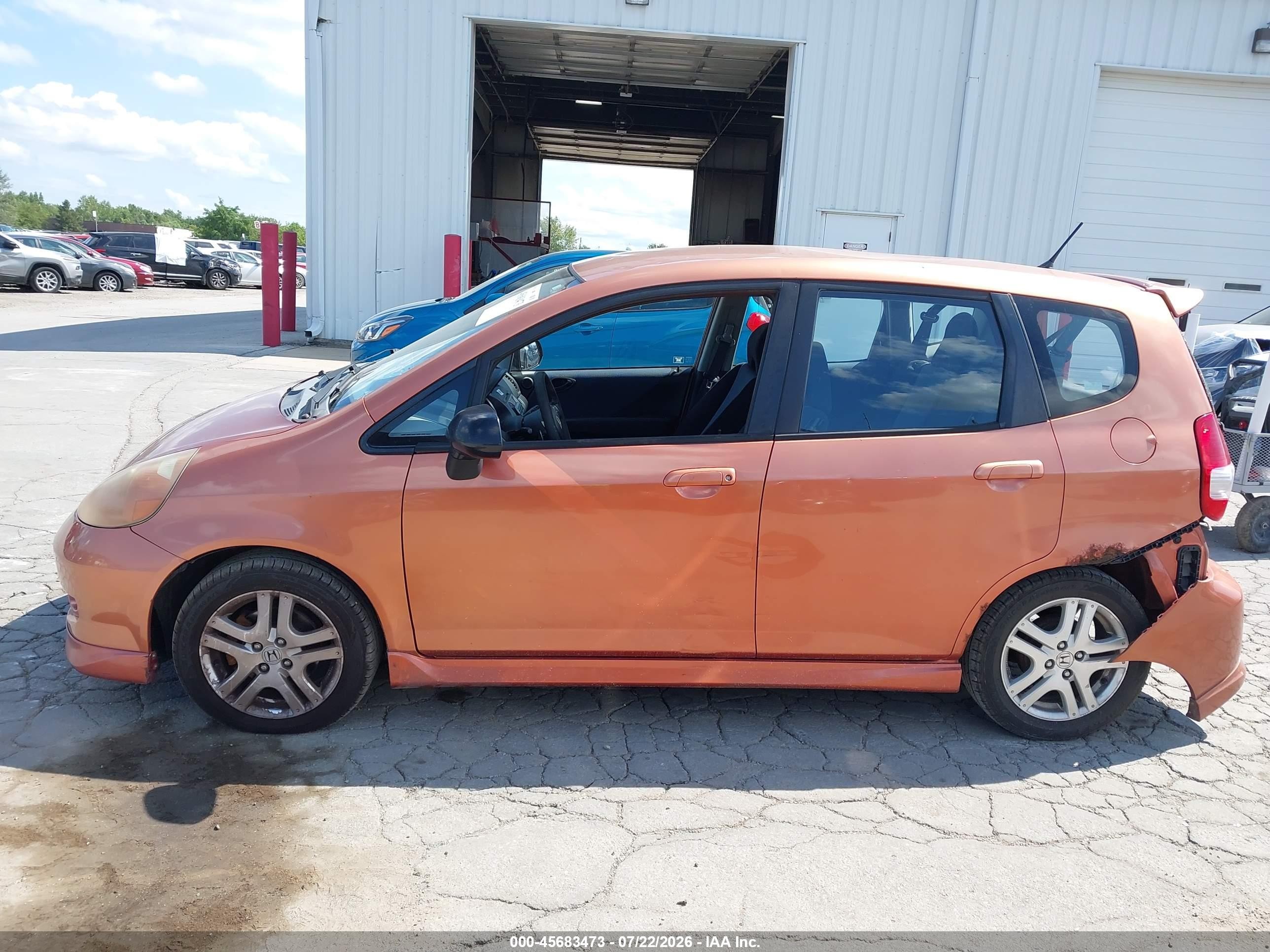 2007 Honda Fit Sport Orange vin: JHMGD38697S063320