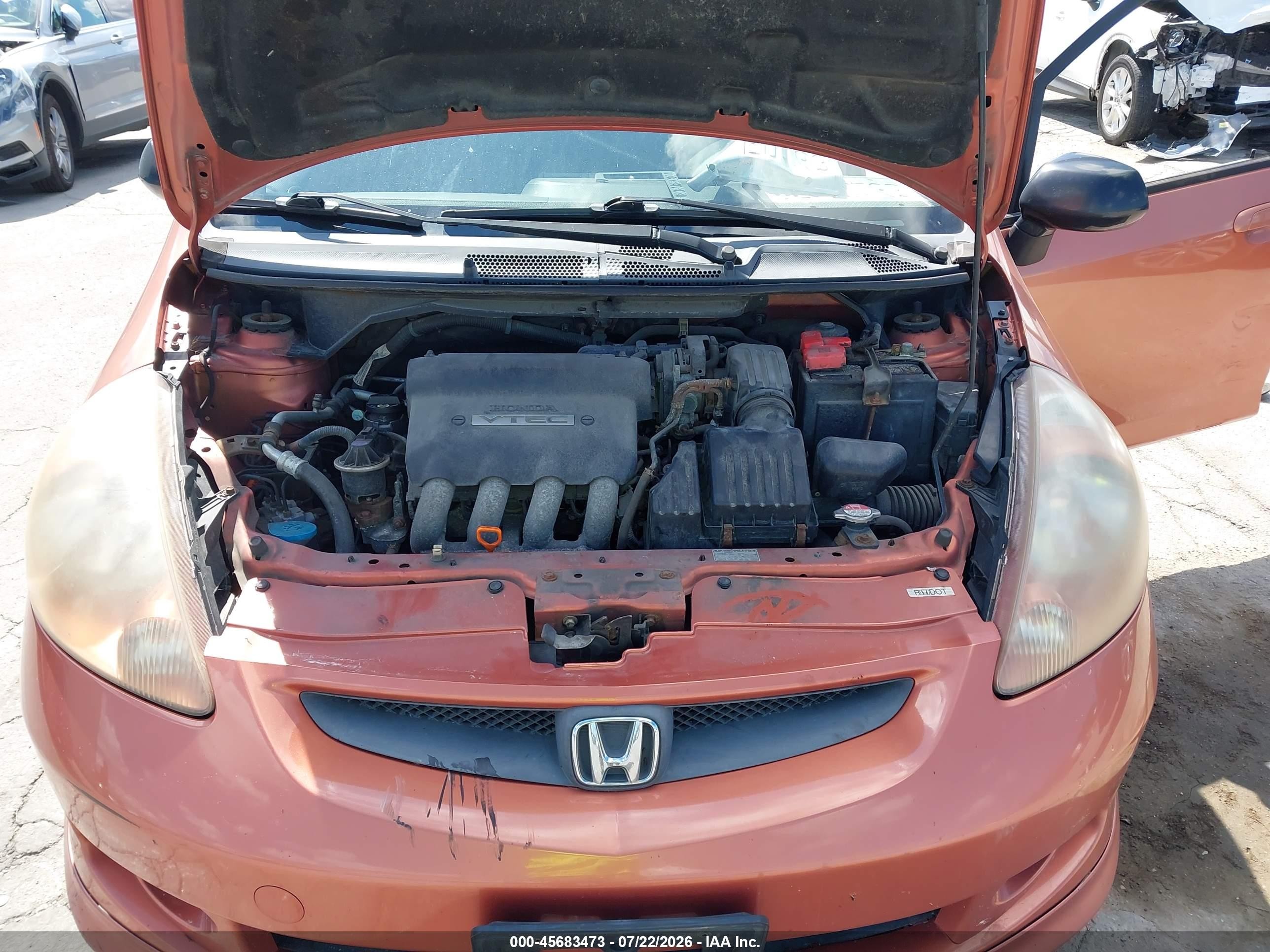 2007 Honda Fit Sport Orange vin: JHMGD38697S063320