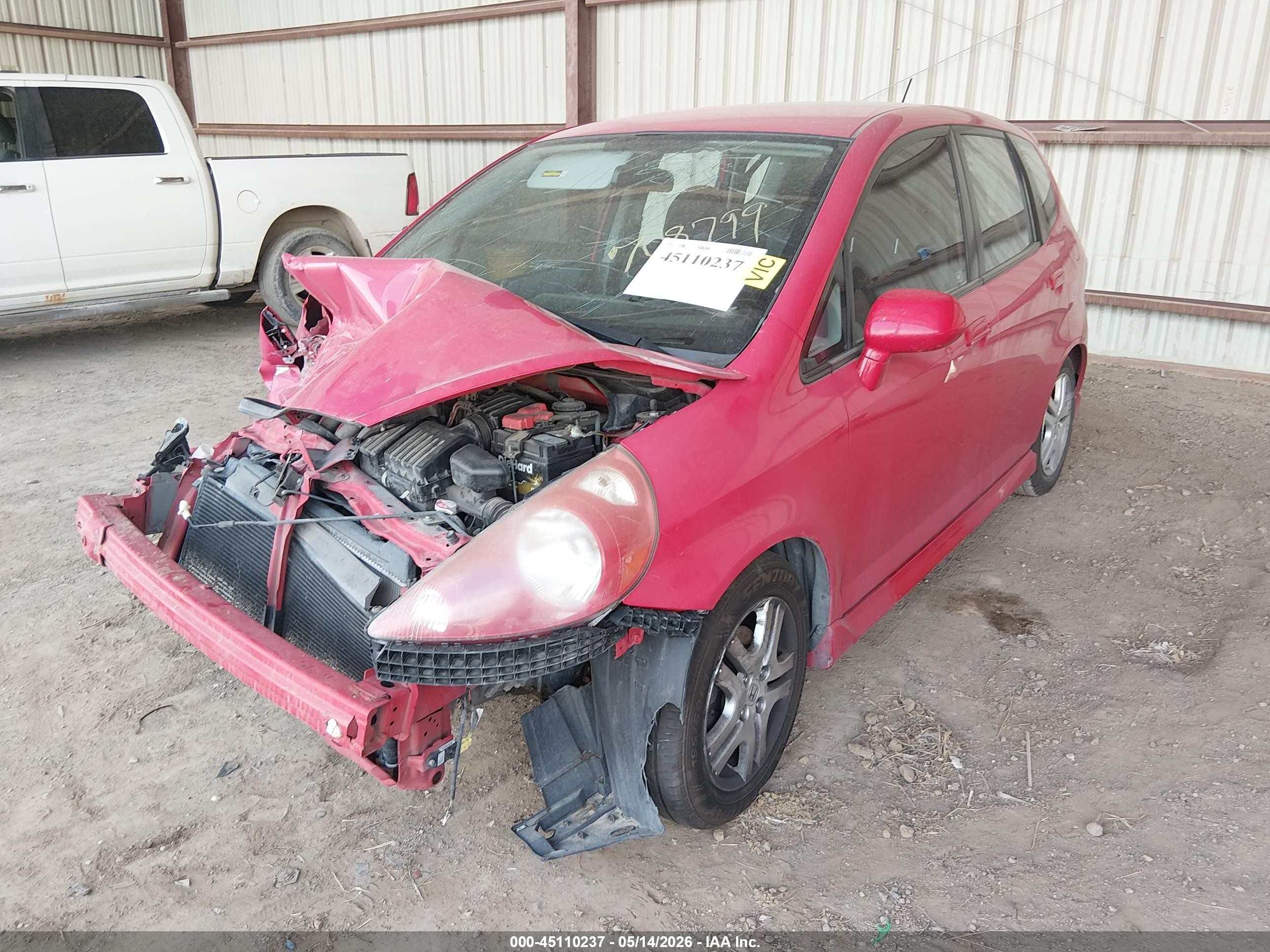 2007 Honda Fit Sport Red vin: JHMGD386X7S016409