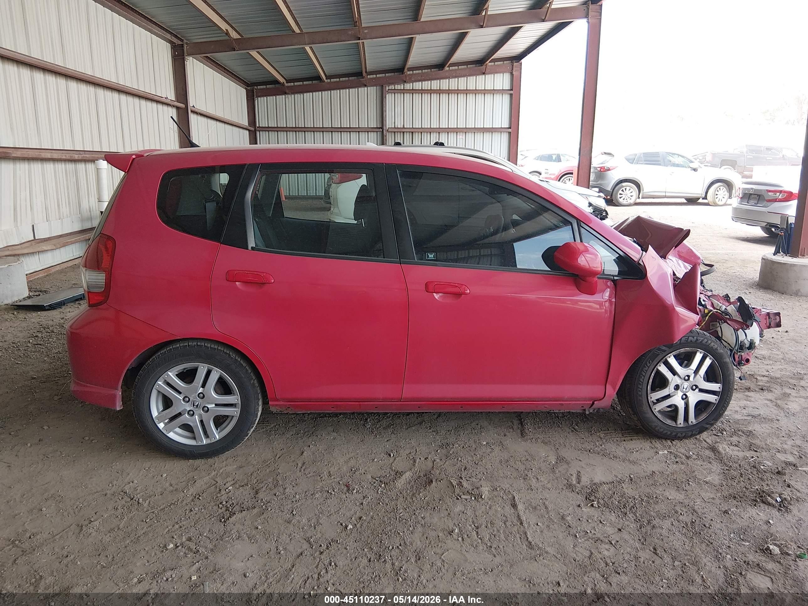 2007 Honda Fit Sport Red vin: JHMGD386X7S016409