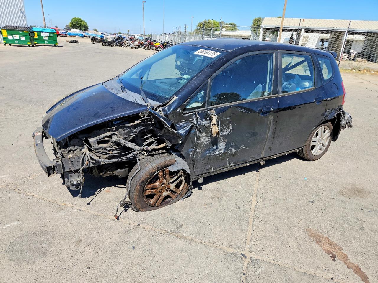 2007 Honda Fit S Black vin: JHMGD386X7S017236