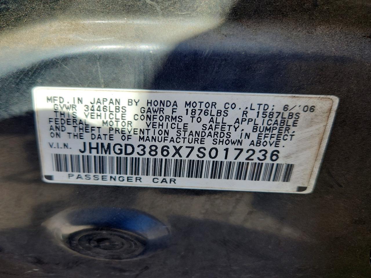 2007 Honda Fit S Black vin: JHMGD386X7S017236