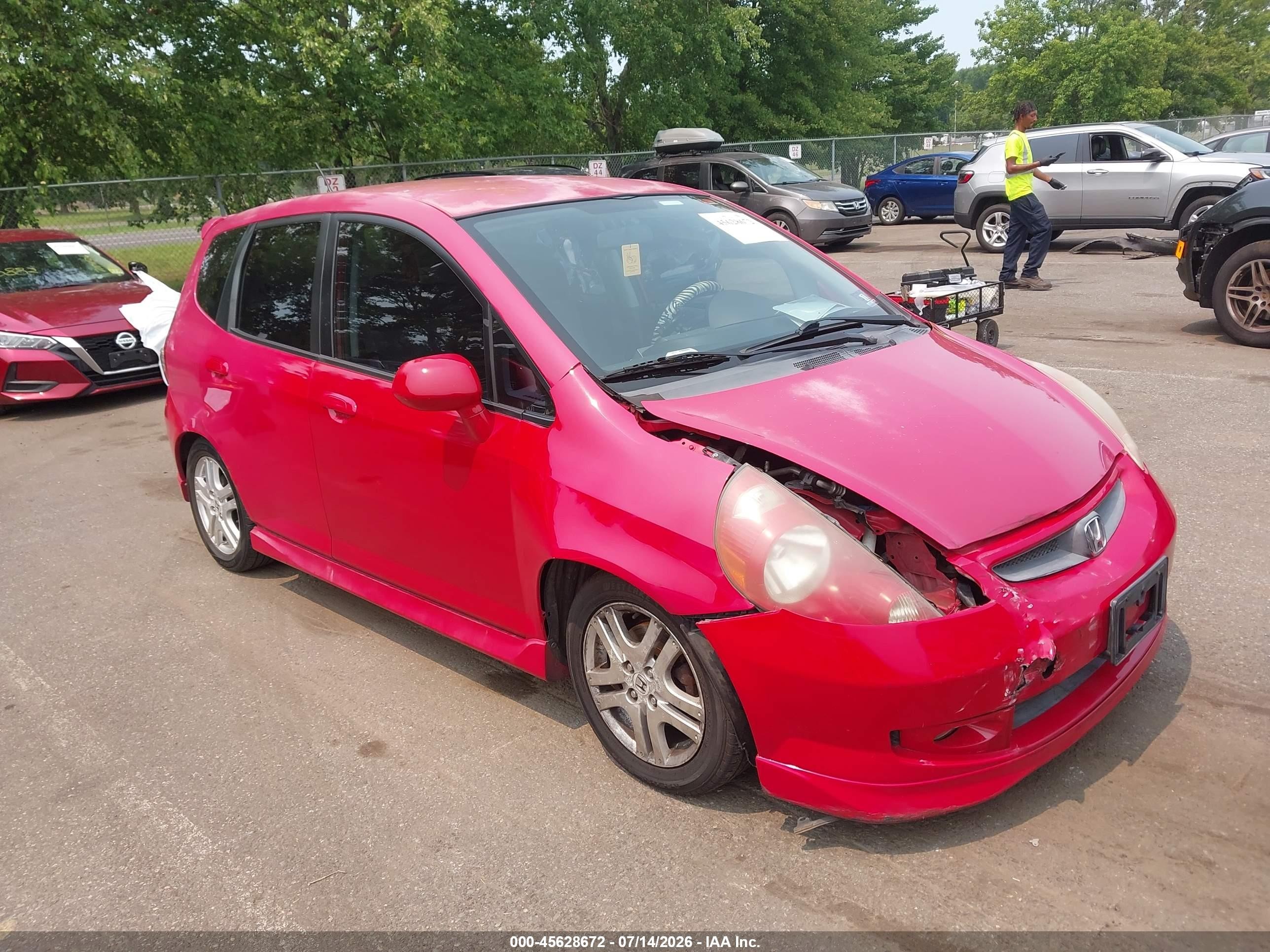 2007 Honda Fit Sport Red vin: JHMGD386X7S024607